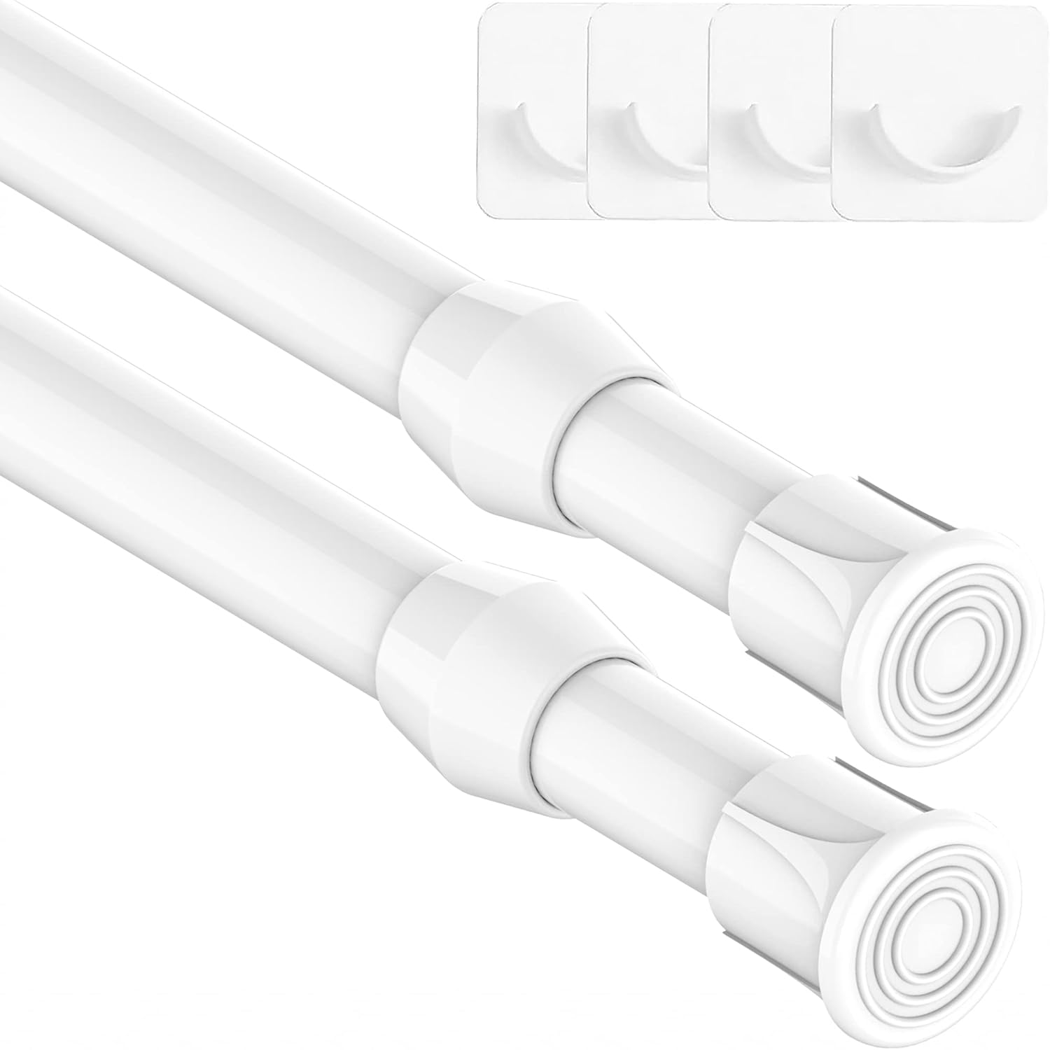 2PCS Extendable Curtain Poles No Drilling Spring Tension Rod Adjustable Net Curt...