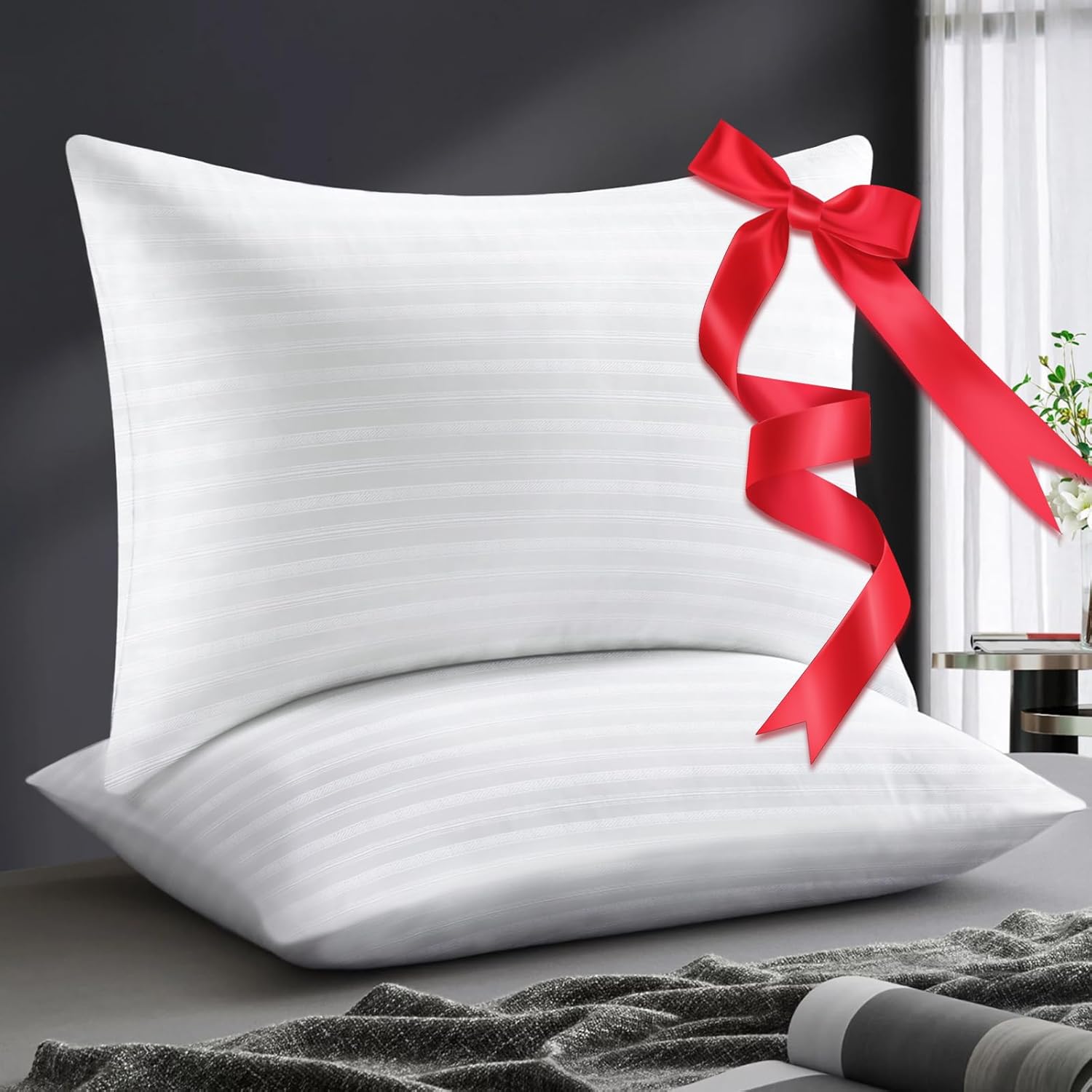 Pillows King Size Set of 2, Hotel Down Alternative Bed Pillows for Sleeping, Kin...