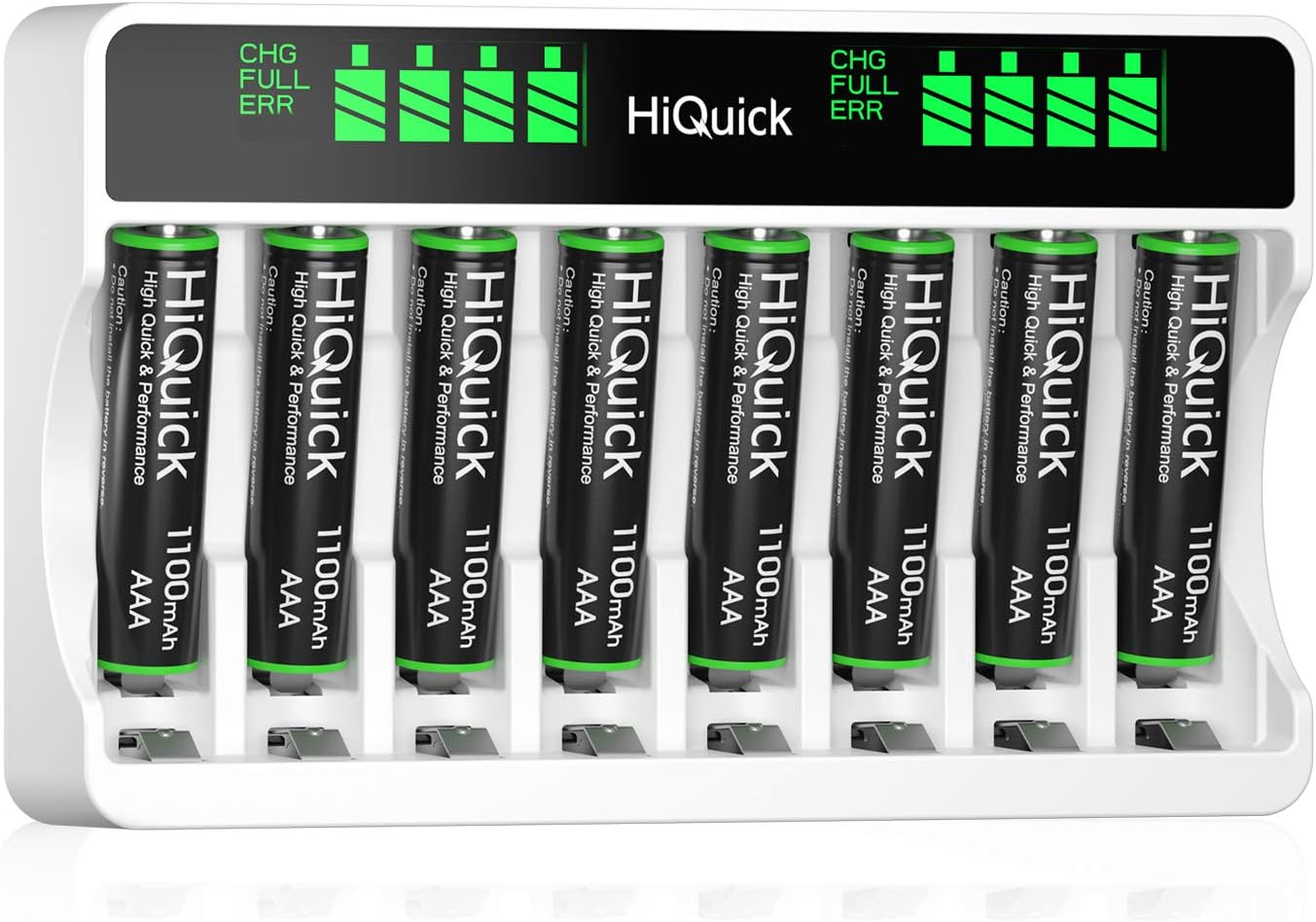 HiQuick 8-slot AA AAA LCD Battery Charger, 5V 2A Fast Charging Function, Type C...