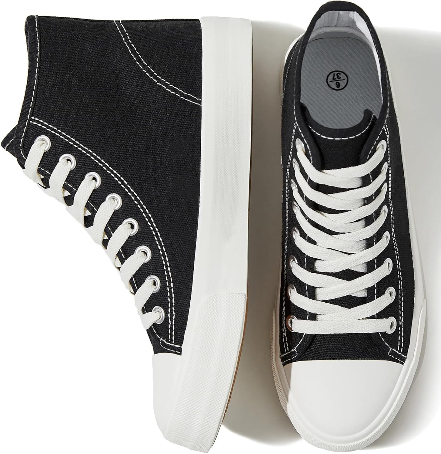 Uoidru High Top Sneakers for Women Canvas Shoes White Canvas High Tops Women Cas...