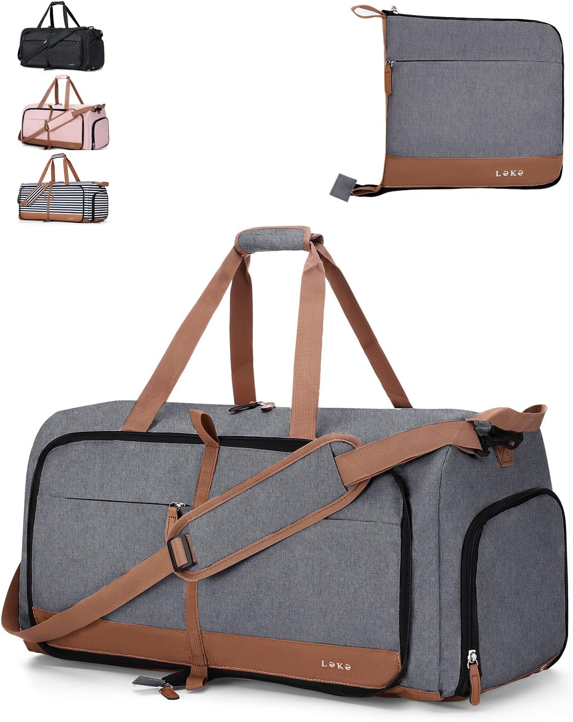 Lekesky Large Foldable Travel Duffe Bag - 80L Waterproof Holdall Luggage Bag wit...