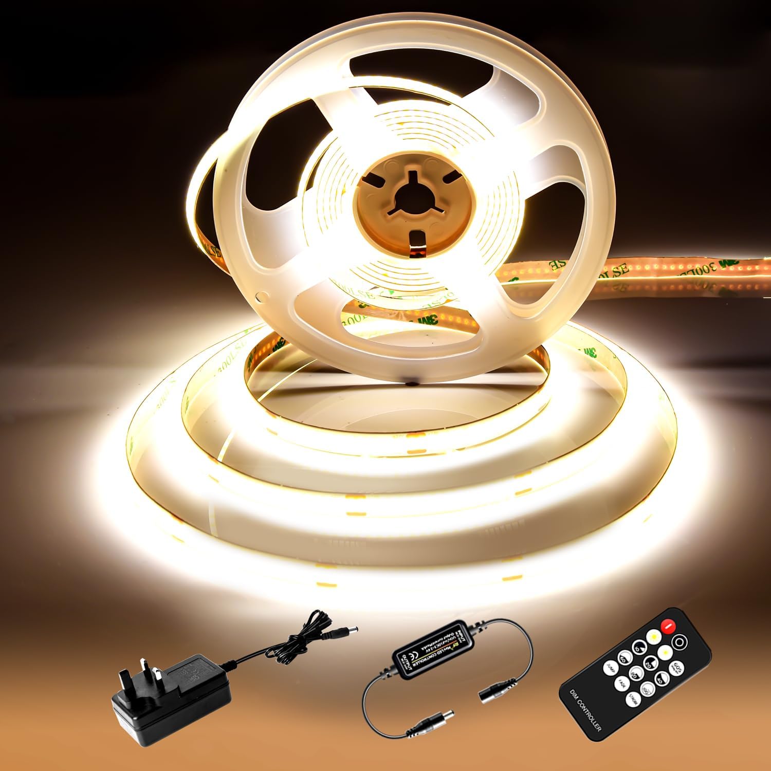 luktix COB LED Strip 5M,4000K Natural White LED Strips, 24V Dimmable LED Strip L...