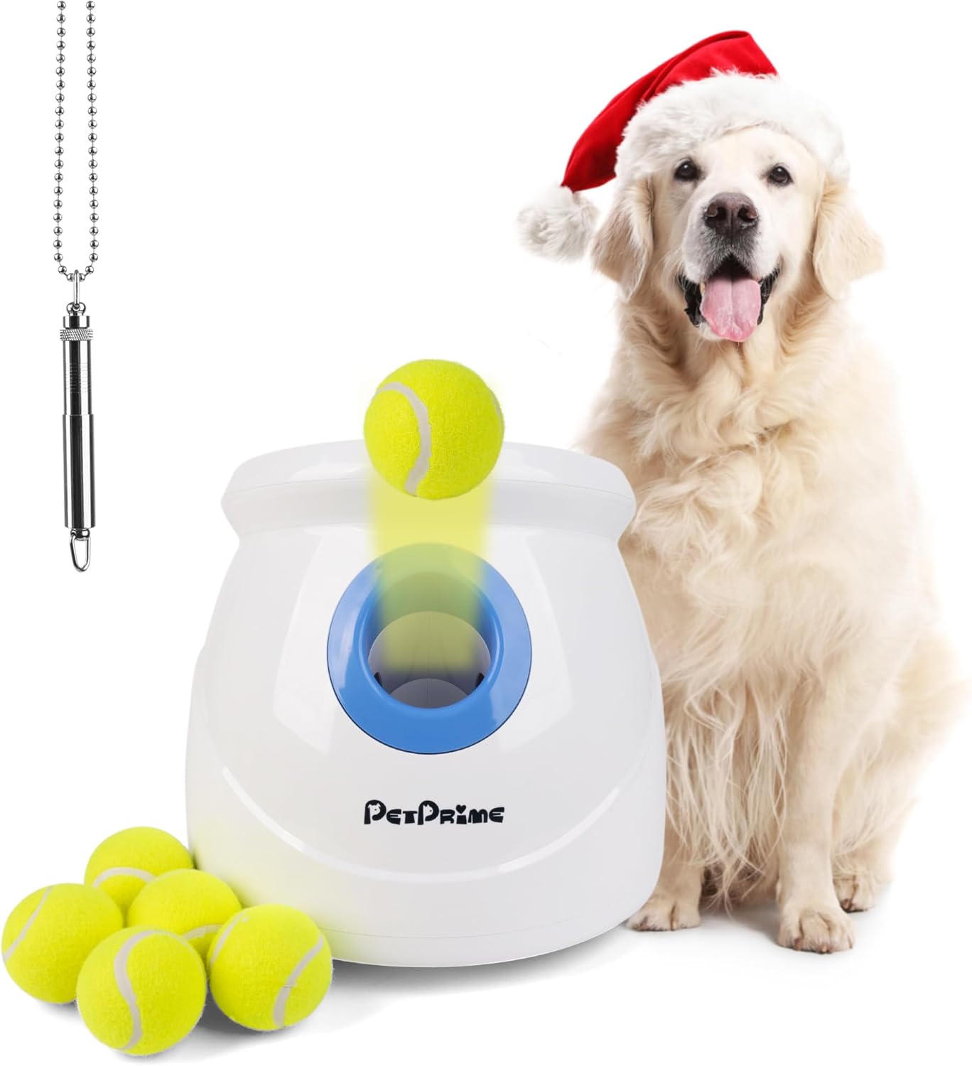 pet prime Automatic Dog Ball Launcher, Dog Interactive Fetch Toy with 10-40 Ft,...