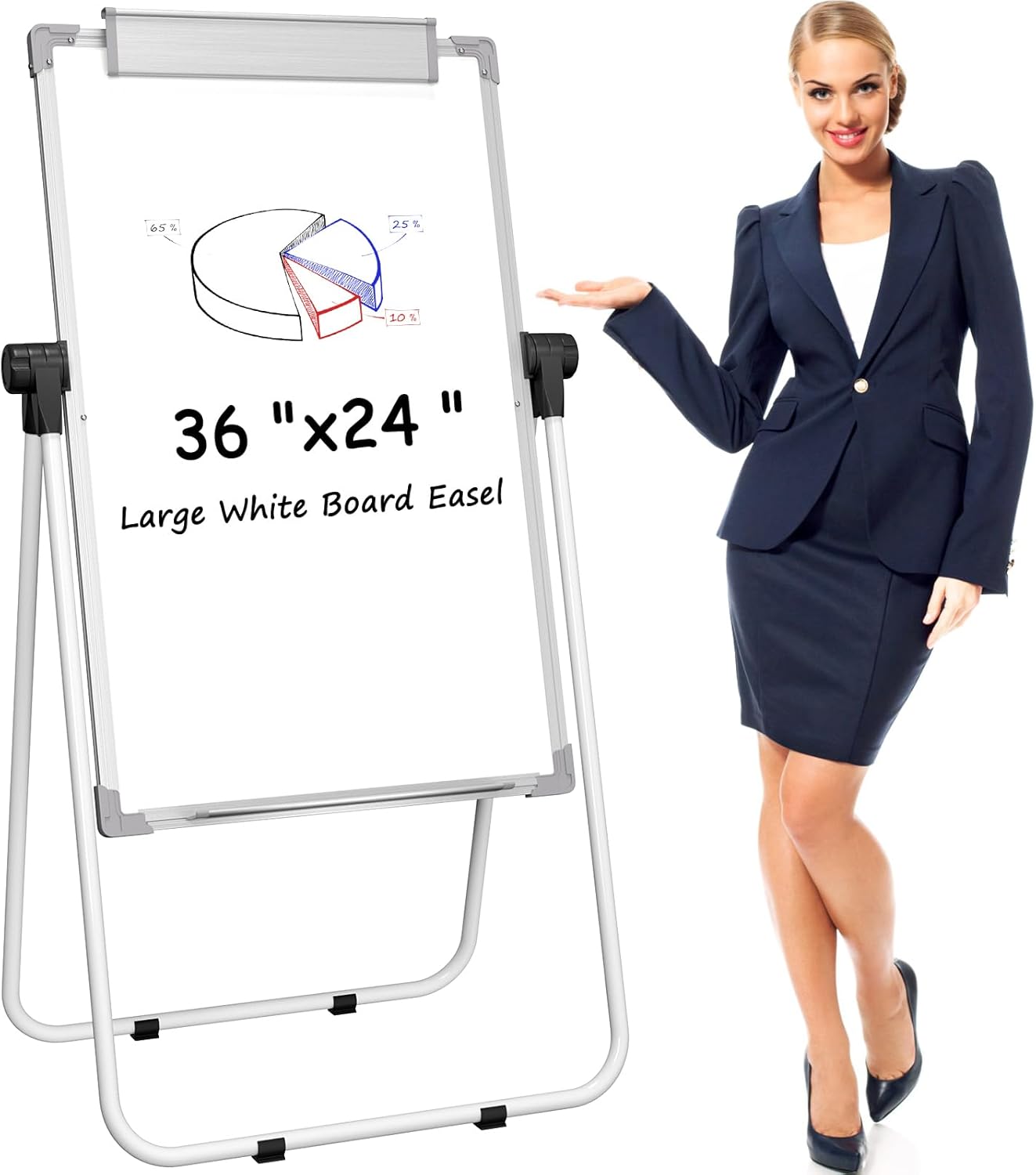 MaxGear Large White Board with Stand, 36" x 24" Big Double Sided Classroom Easel...