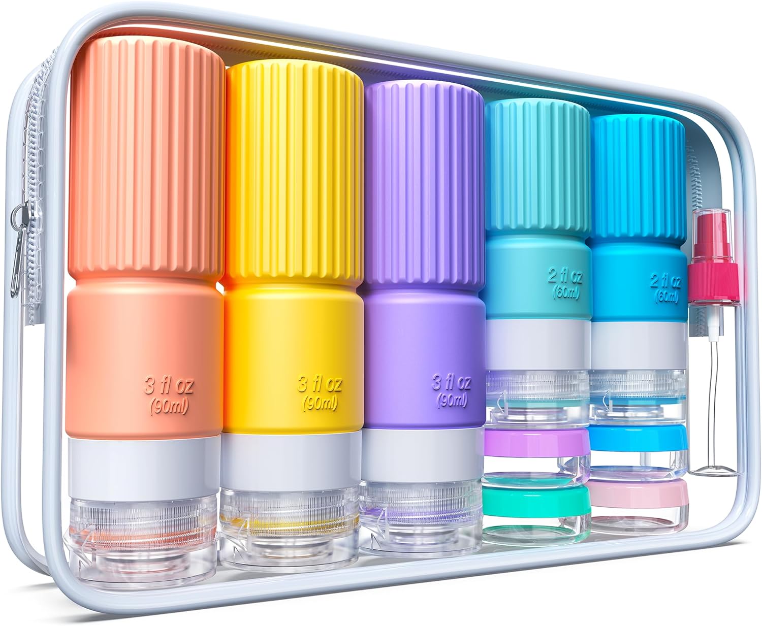 19 pack Travel Bottles for Toiletries,TSA Approved Silicone Travel Containers ja...