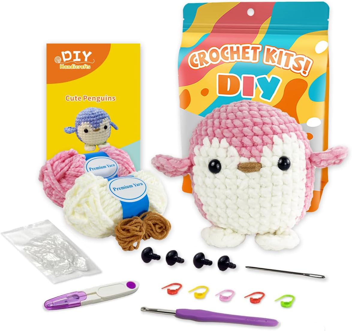 Jeslon Crochet Kit for Beginners Adults - Knitting Kit with Step-by-Step Video T...