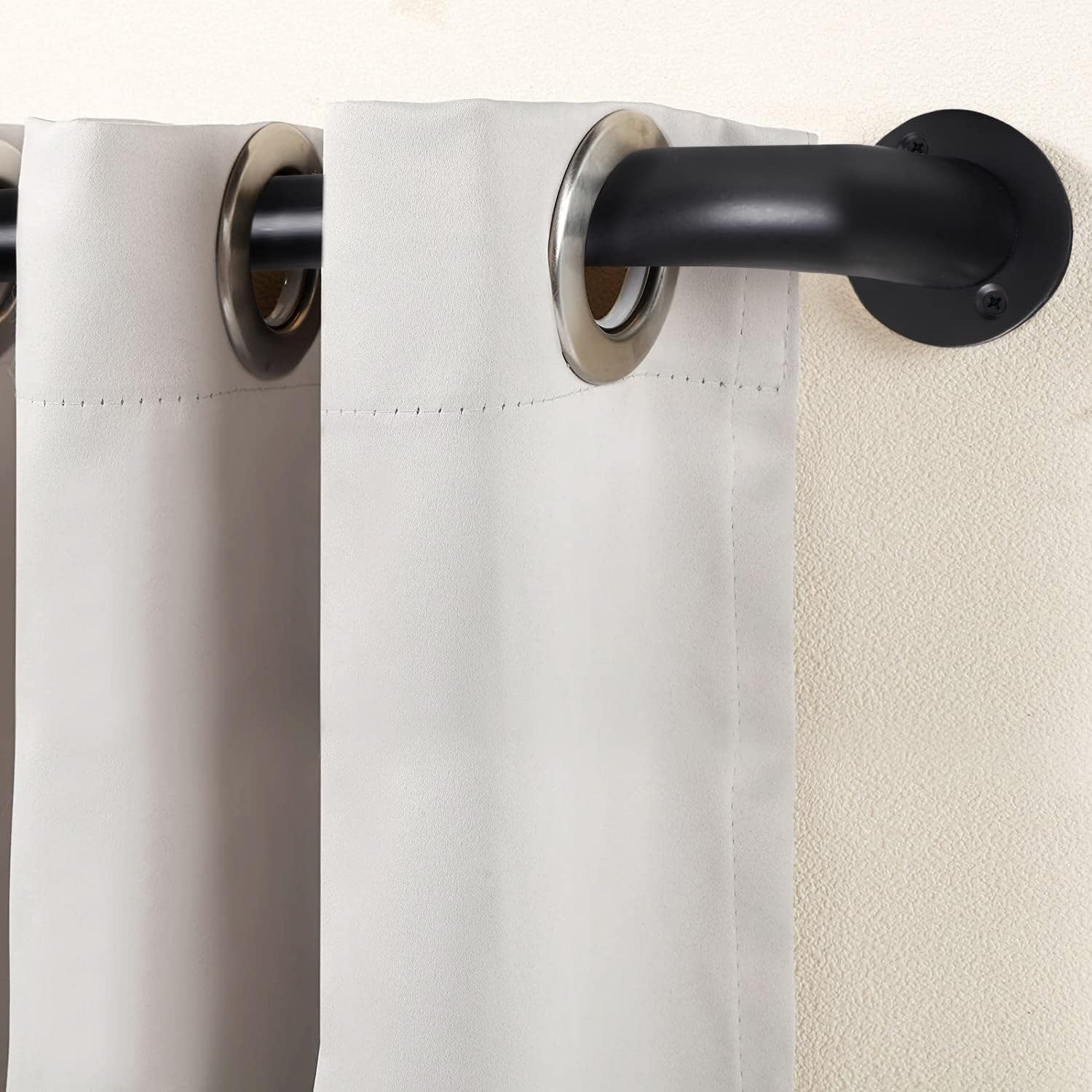 Hafaa Curtain Poles Metal Extendable Room Darkening Blackout Curtain Pole - Adju...