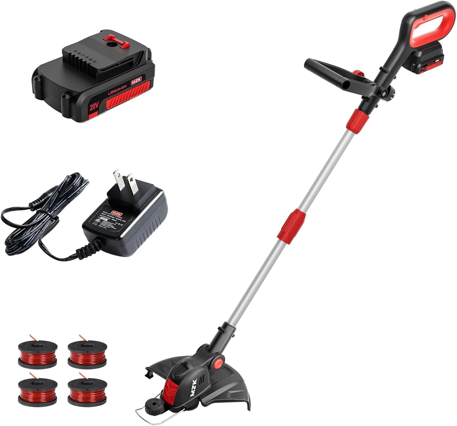 MZK 20V Cordless String Trimmer, Grass Trimmer&Edger with 4 Replacement Spools,...