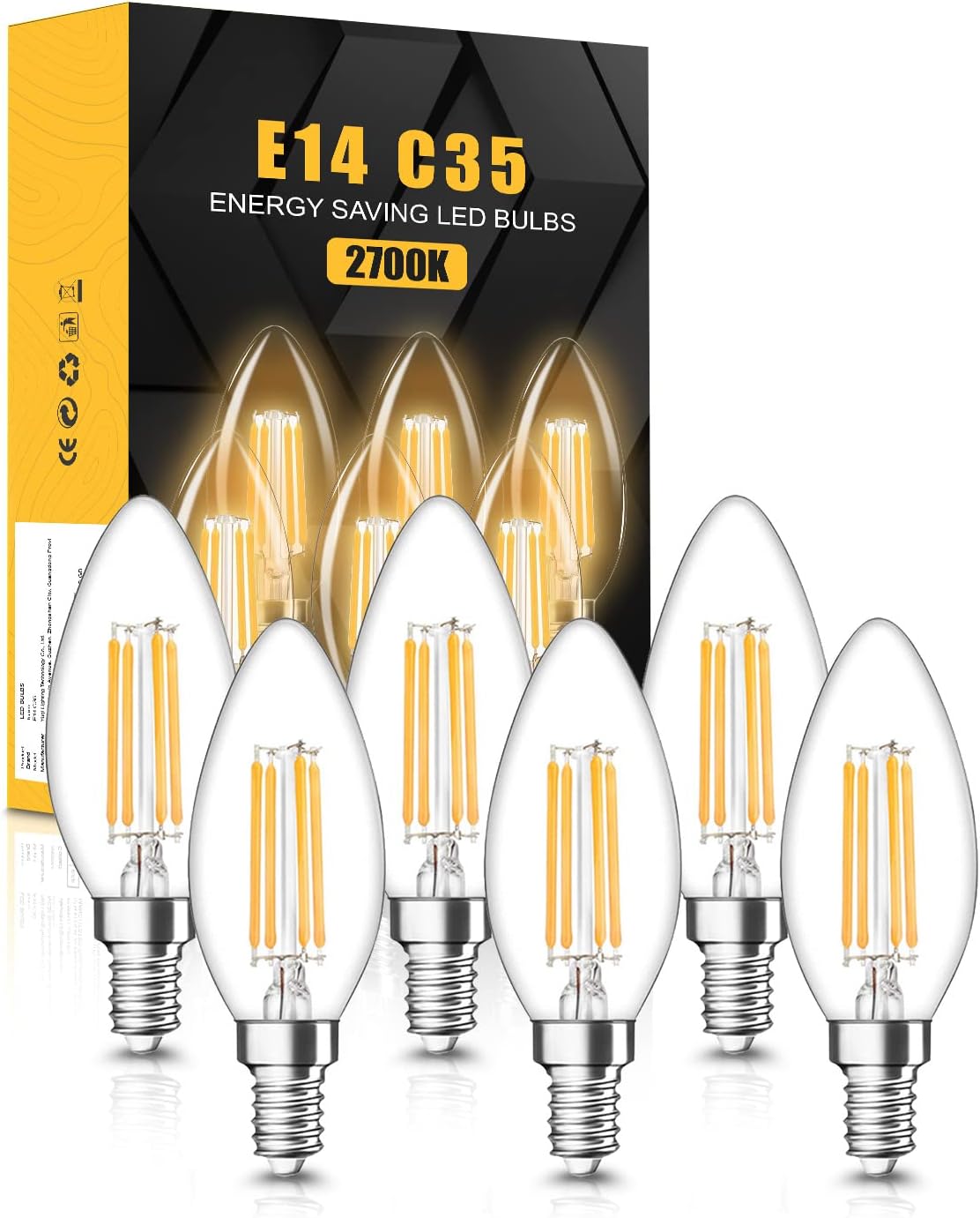 tuare E14 LED Light Bulb, 4W 400 Lumens E14 LED Light Bulb Warm White 2700K, 40W...