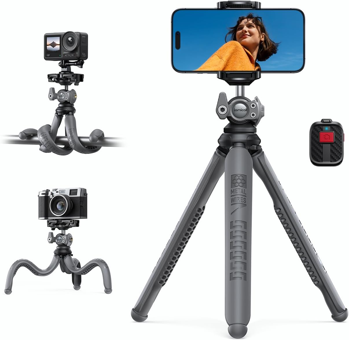 Lamicall Phone Tripod, Flexible Camera Tripod - [3 in 1 Integrated] 2025 Upgrade...