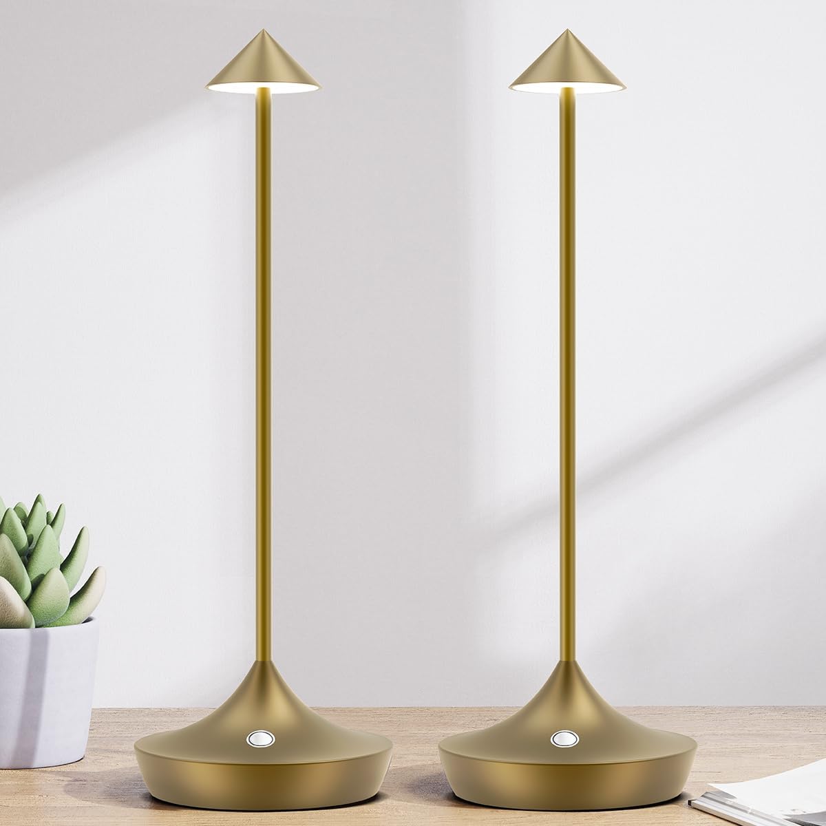 Hapfish Battery Operated Table Lamps for Living Room Set of 2, Rechargeable Cord...