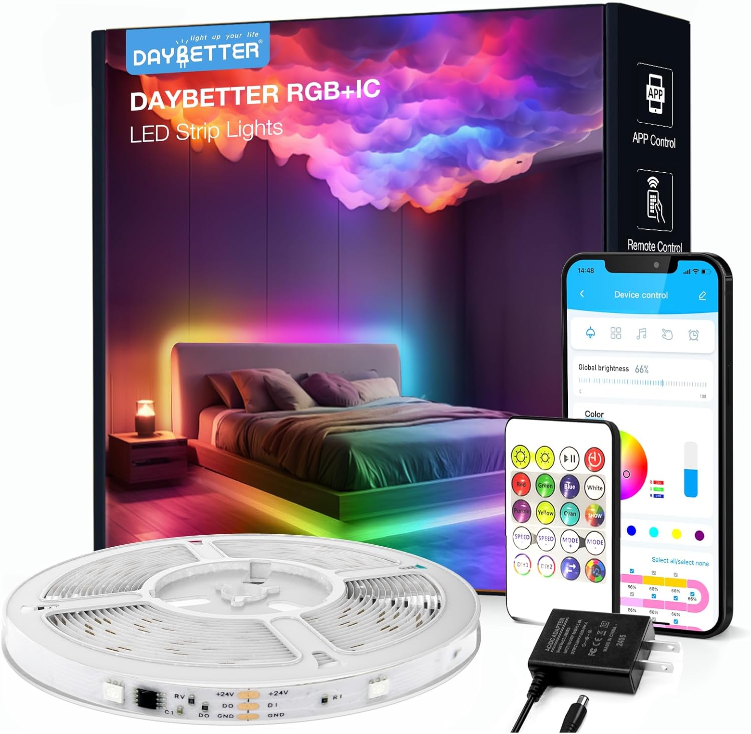 DAYBETTER Smart IC LED Strip Lights, BGRIC LED Lights for Bedroom, DIY Multiple...