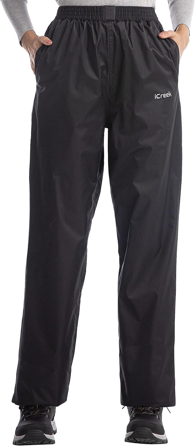 iCreek Women's Rain Pants Waterproof Hiking Pants Windproof Lightweight Over Pan...