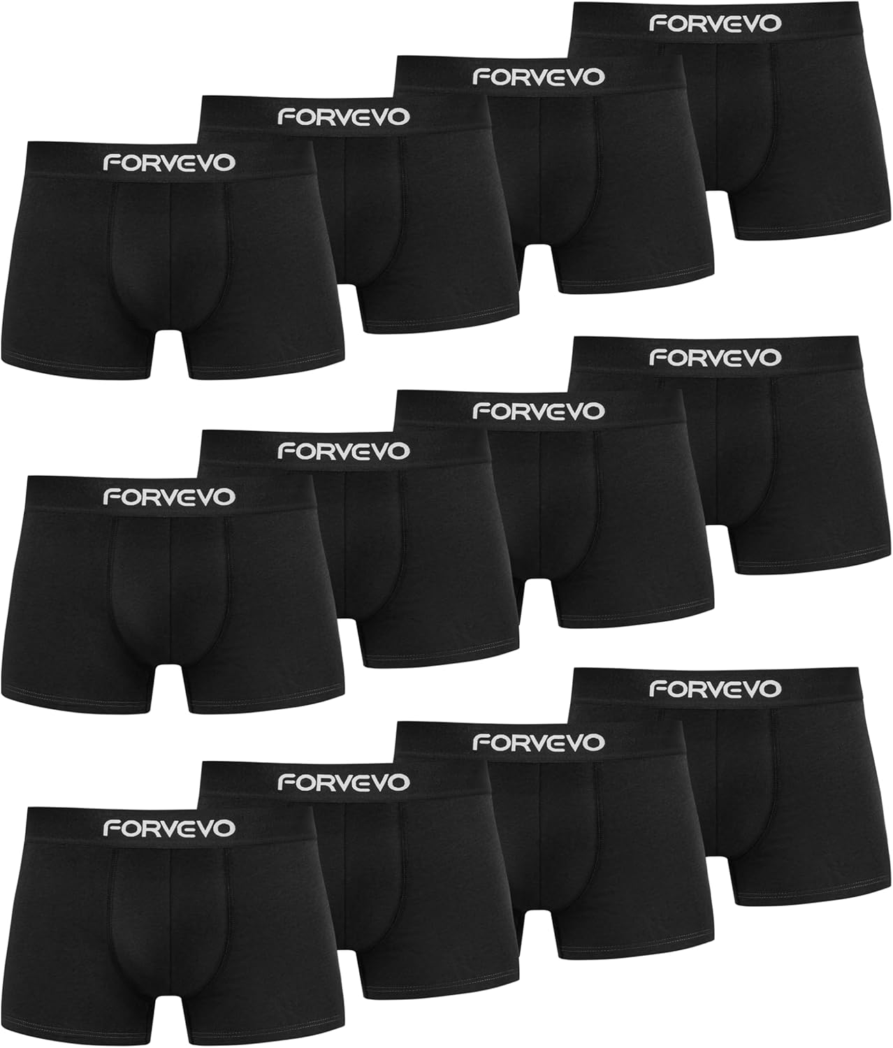 FORVEVO Mens Boxers Shorts 12 Pack, Cotton Underwear Briefs for Men, Breathable...