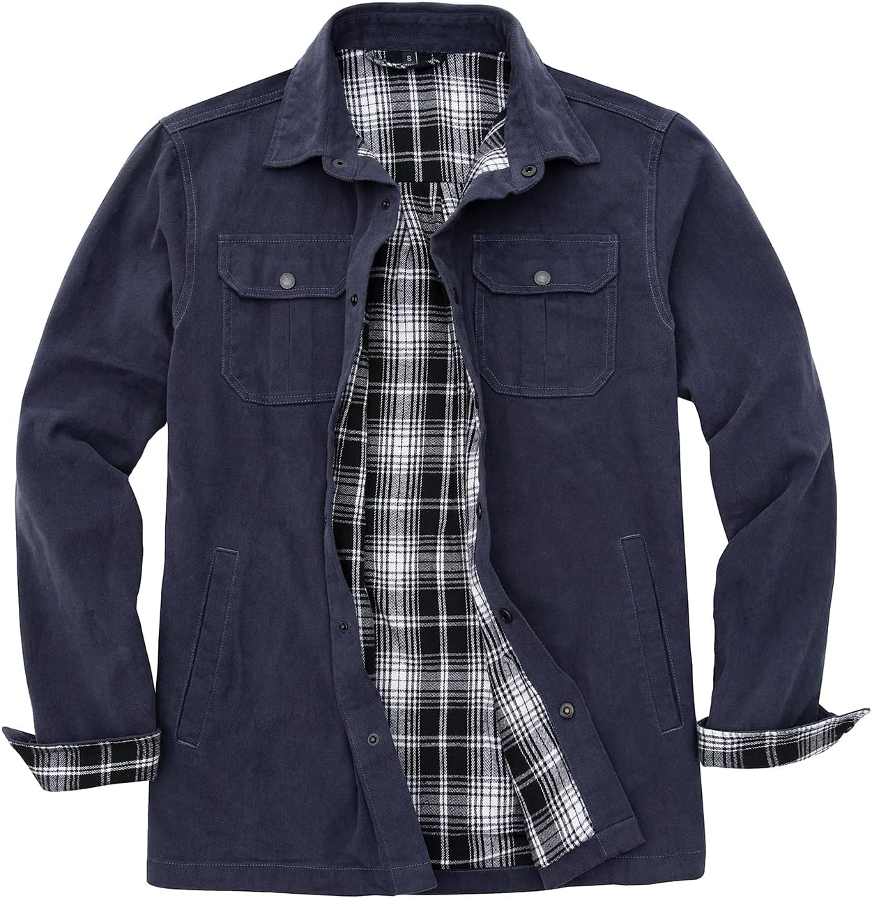ZENTHACE Men's Heavy Washed Rugged Cotton Shirt Jac Outdoorsy Utility Jacket(Ful...