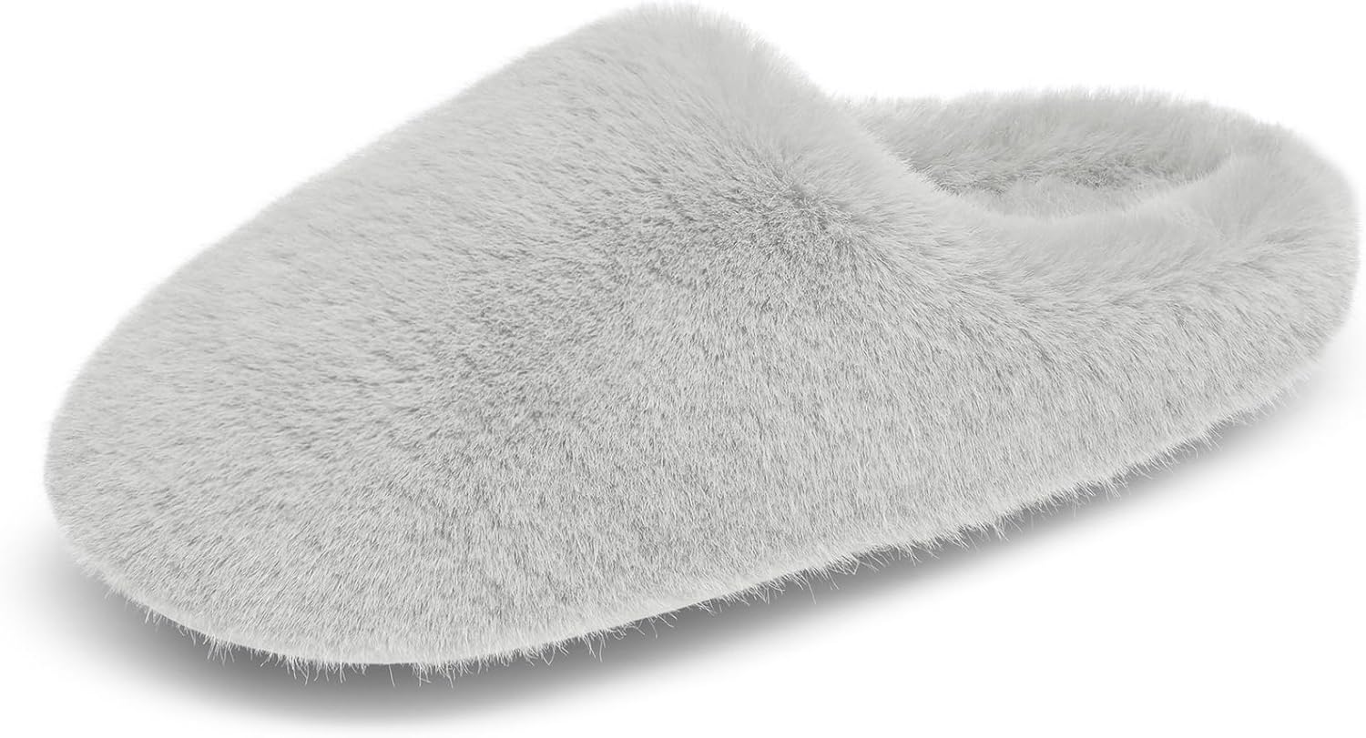 DREAM PAIRS Women's Plush Fuzzy Slip on Indoor Outdoor Winter House Slippers 7-8...