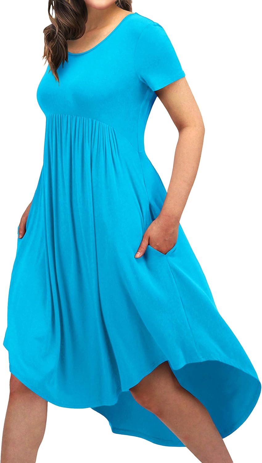 Women Casual Loose Comfy Flowy T-Shirt Dress with Pockets X-Large-XX-Large Skybl...
