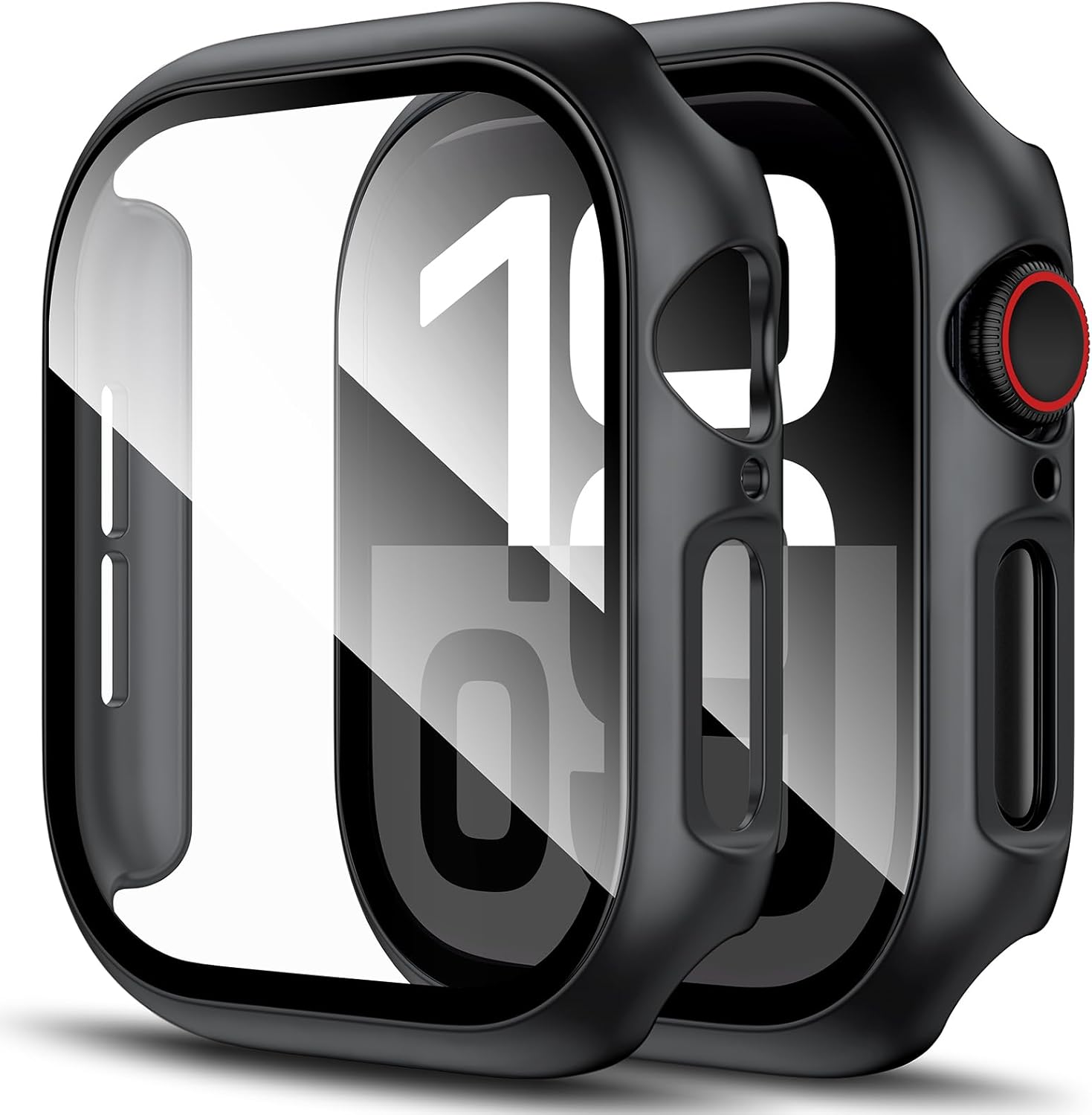 LK 2 Pack Hard PC Case for Apple Watch Series 10 46mm Built-in Tempered Glass Sc...