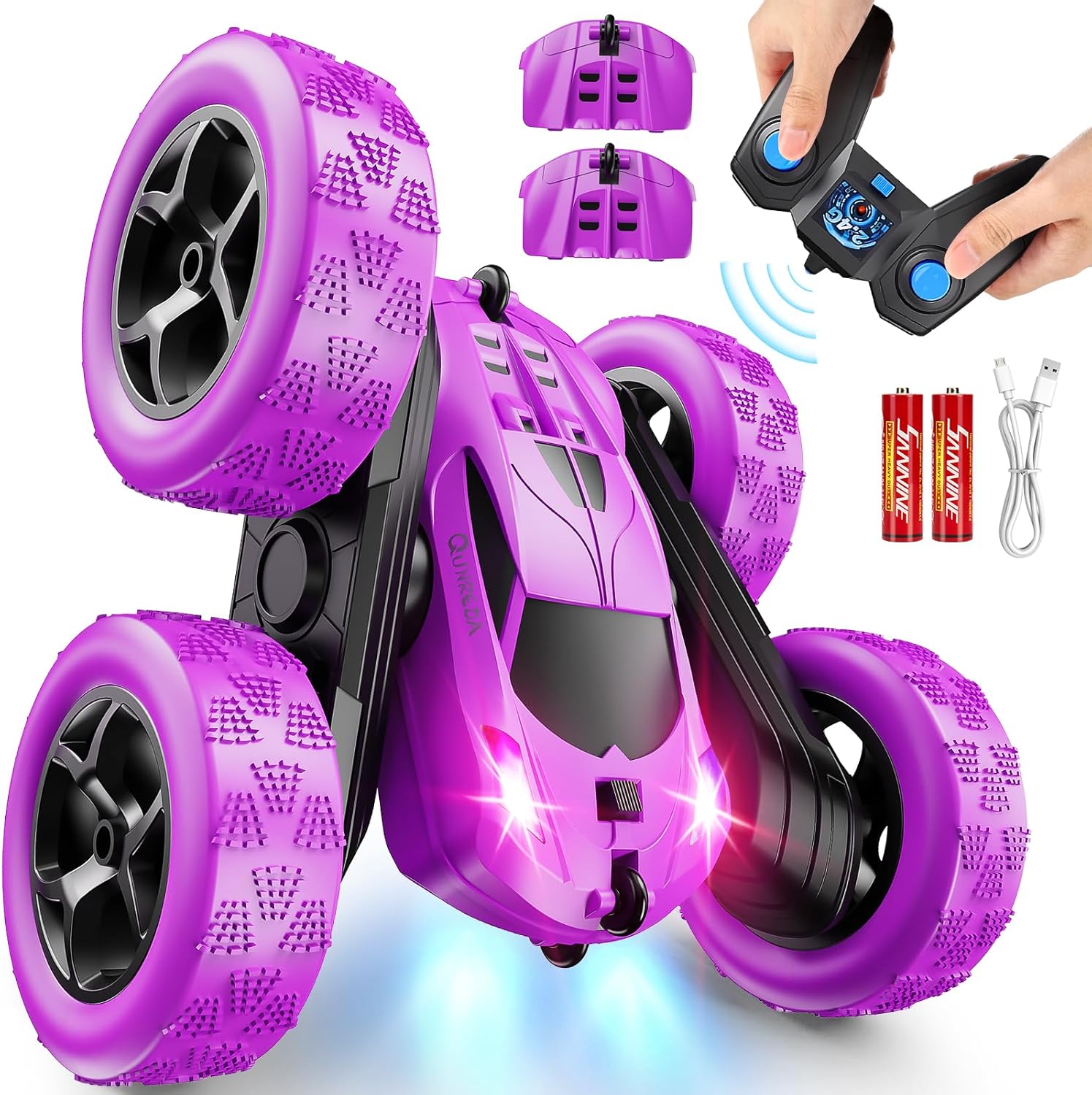 QUNREDA RC Cars, Purple Remote Control Car for Girls, 2.4 GHZ Double Sided RC St...