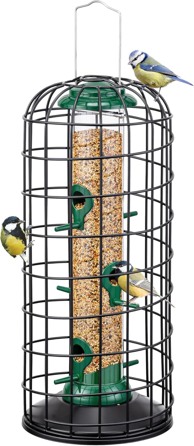 iBorn Squirrel Proof Bird Feeder Pigeon Proof Cage Bird Feeder for Outside with...