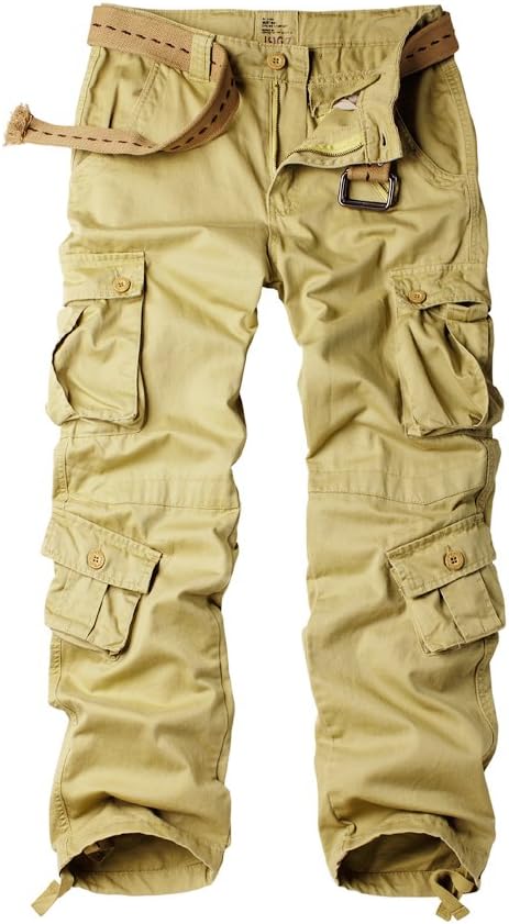 Aeslech Men's Cargo Work Combat Trousers Cotton Casual Military Camo Trousers wi...