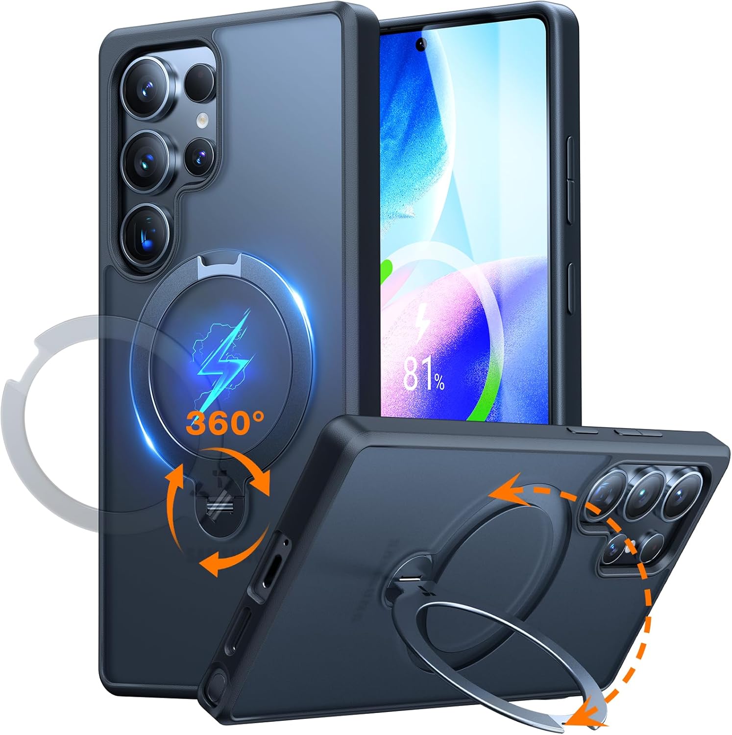 TORRAS 360° Spin Magnetic Stand for Samsung S25 Ultra Case, Compatible with Mags...