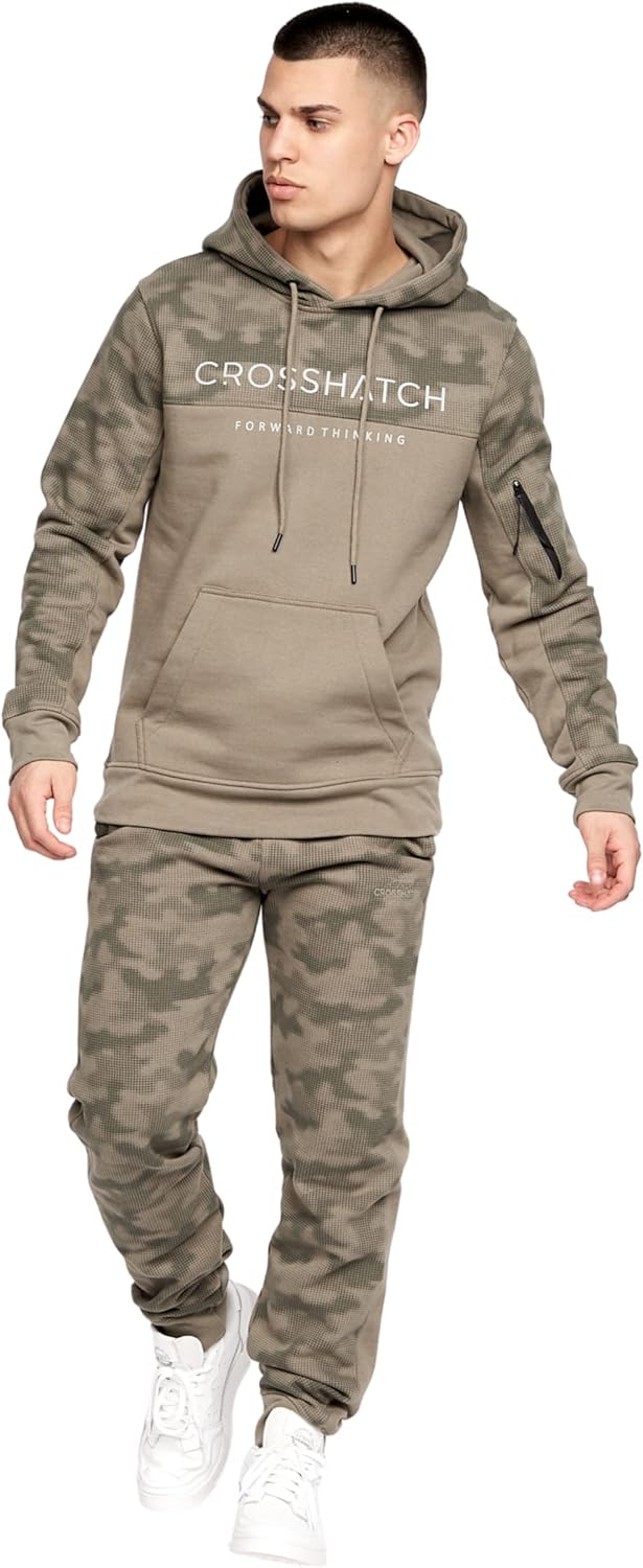 Crosshatch Mens Tracksuit Set with Hooded Jacket Jogging Tops Bottoms Tracksuit...