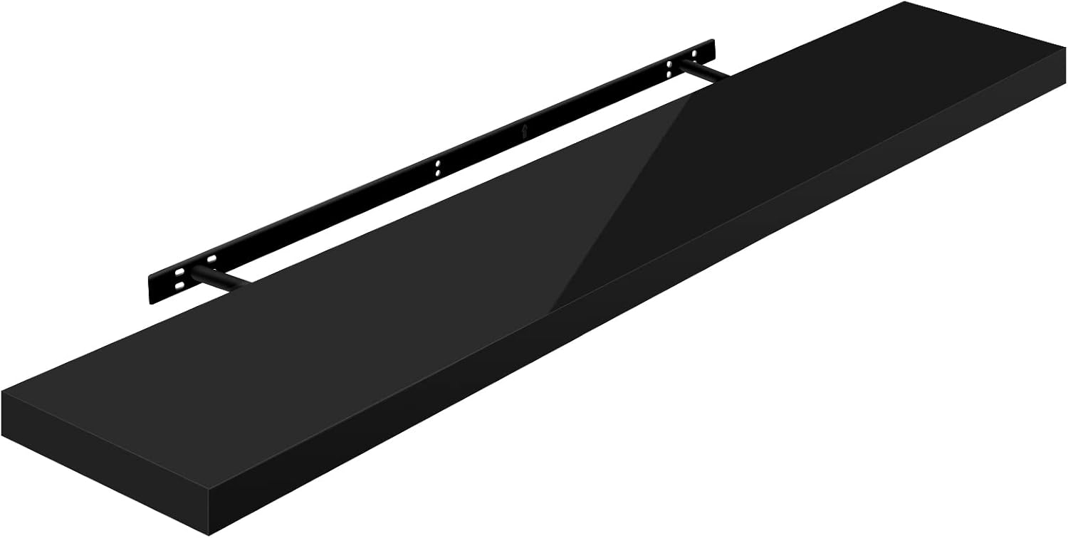 WOLTU Volato RG9484sz Wall Shelf Floating High Gloss Black Floating Shelf CD DVD...