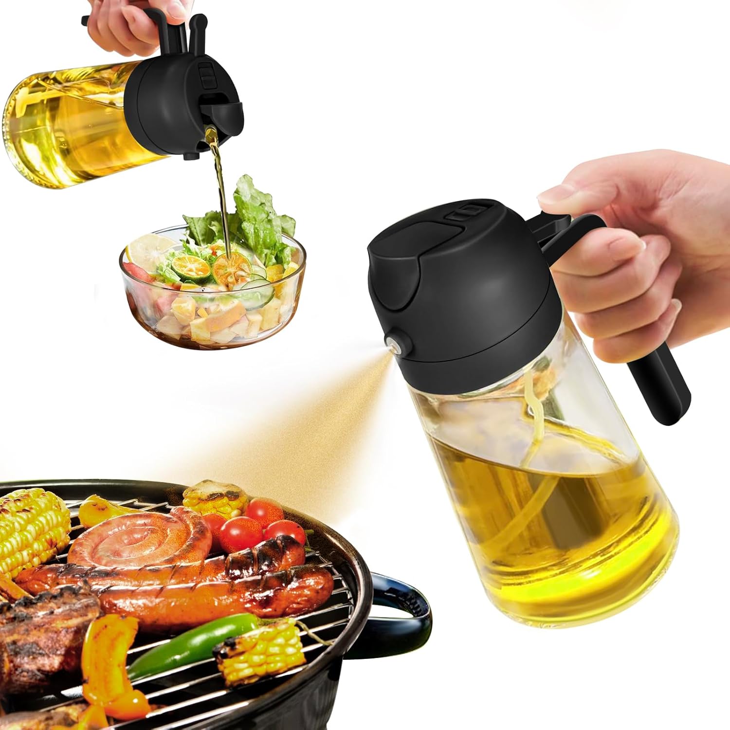 YARRAMATE Oil Sprayer for Cooking, 2 in 1 Olive Oil Dispenser Bottle for Kitchen...