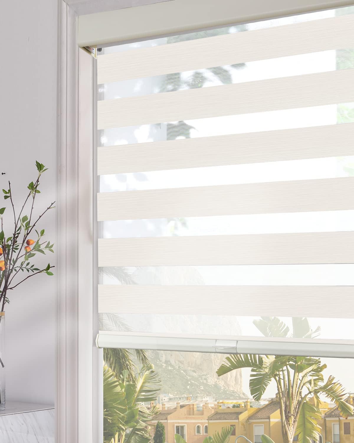 Persilux Cordless Zebra Blinds for Windows (34" W x 64" H, Beige) with Upgraded...