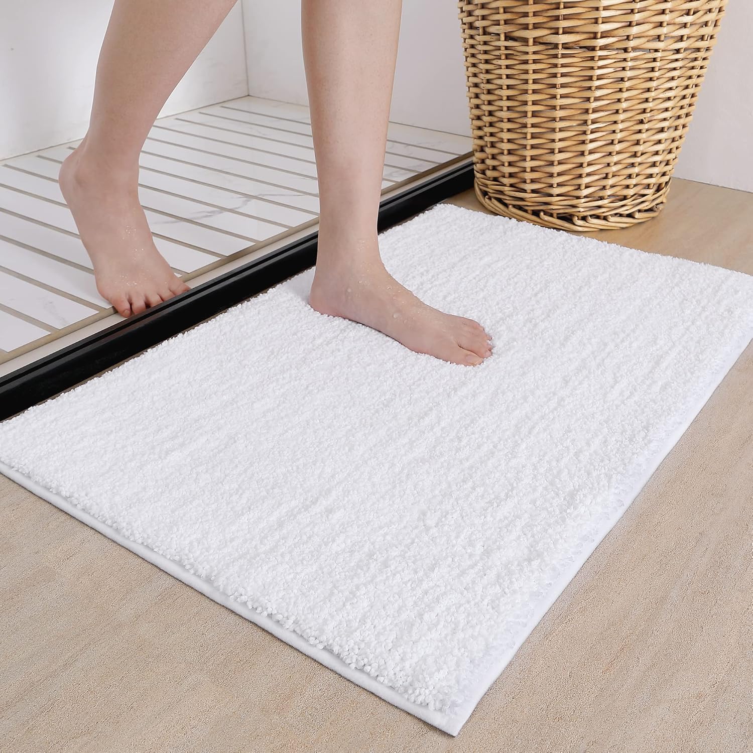 COLOR&GEOMETRY Absorbent Bath Mat 40 x 60 cm, Soft Bathroom Mat Non Slip, Machin...