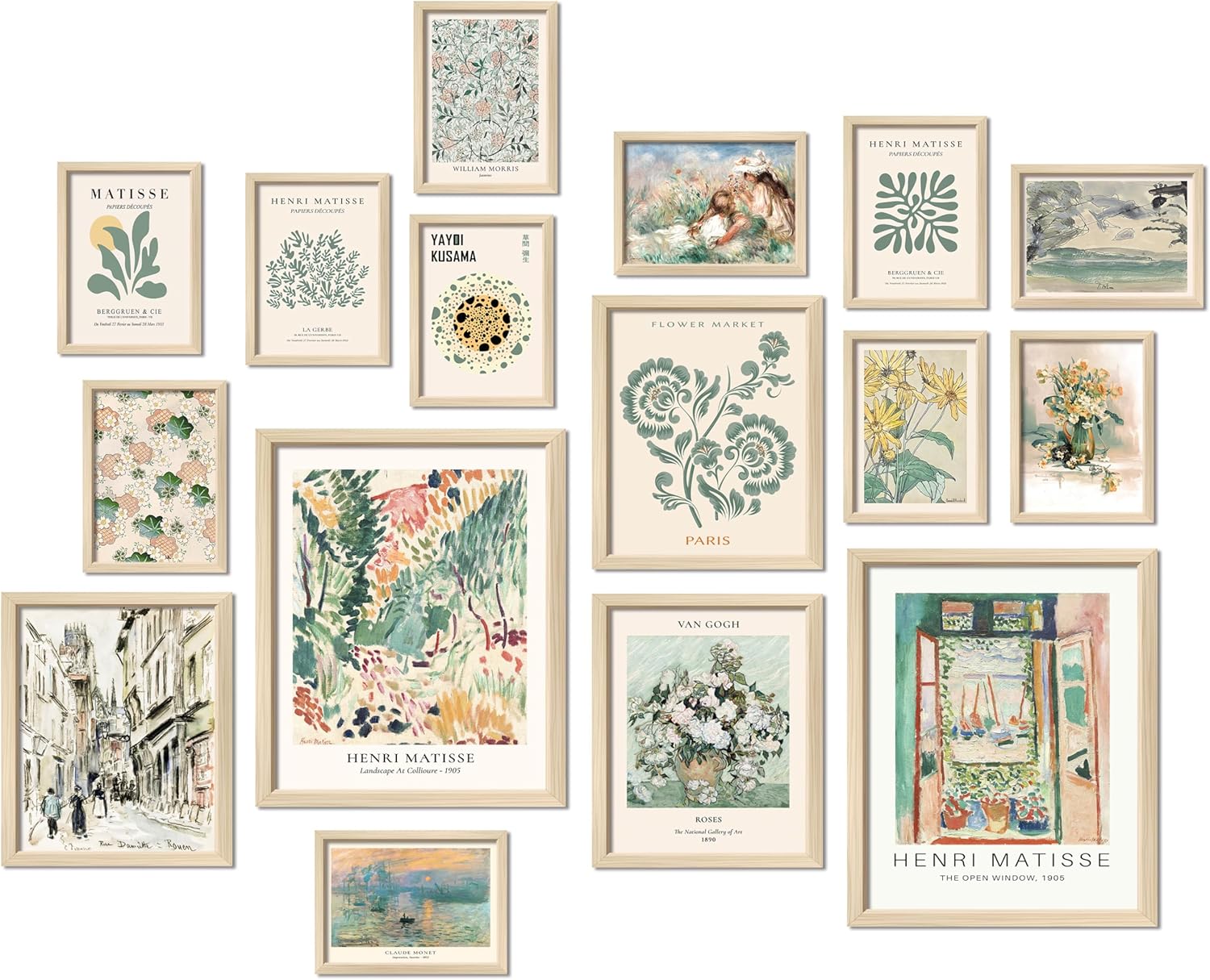 16 PCS Sage Green Wall Art Decor, Matisse Wall Prints for Bedroom, Abstract Post...