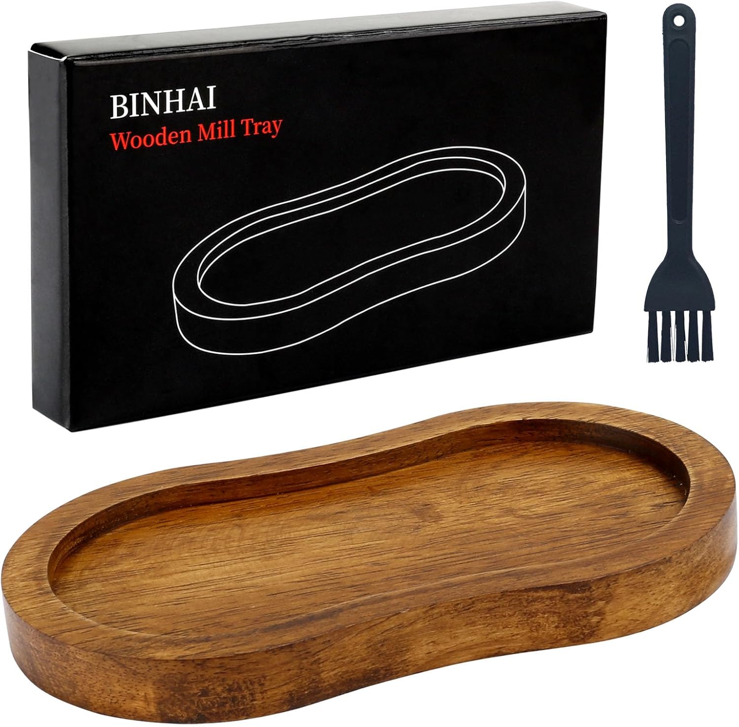 BINHAI Salt and Pepper Wood Mill Tray, Retro colour Pepper Grinder Rest, Work Su...