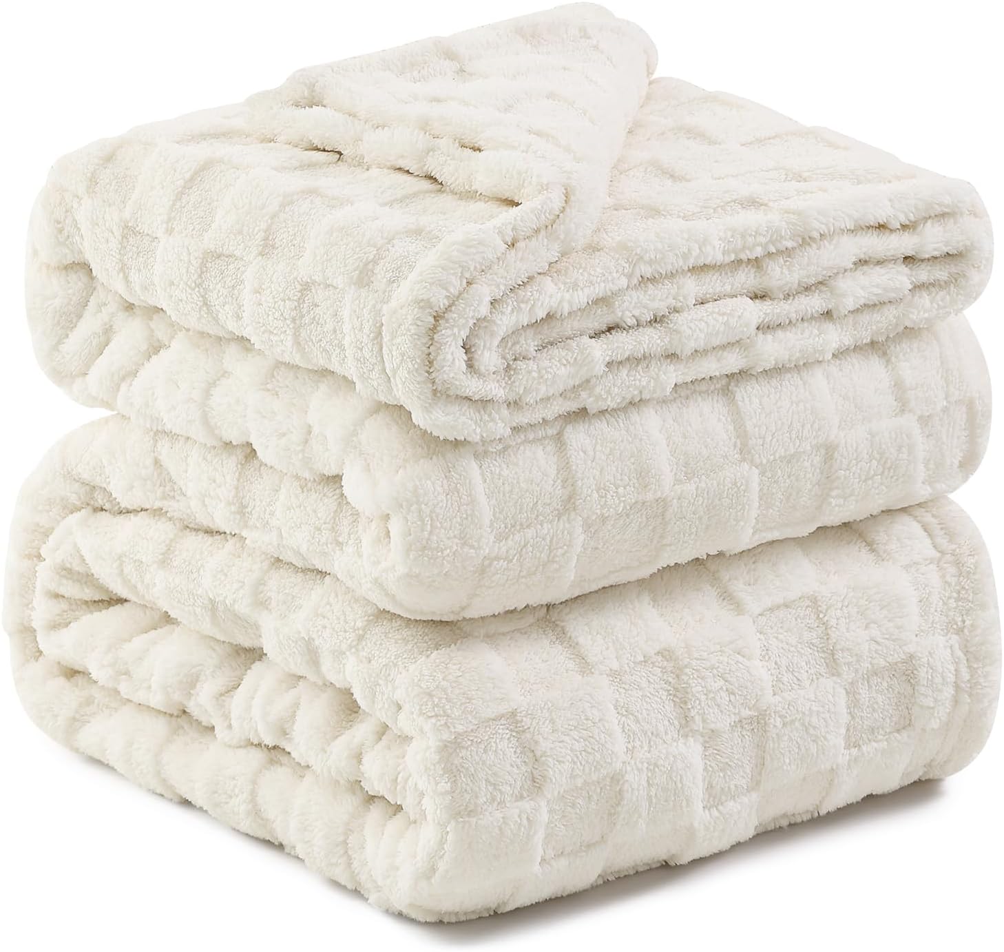 Kaisa Extra Big Checkered Blankets Queen Size 90"x90", Super Soft and Cozy Fleec...