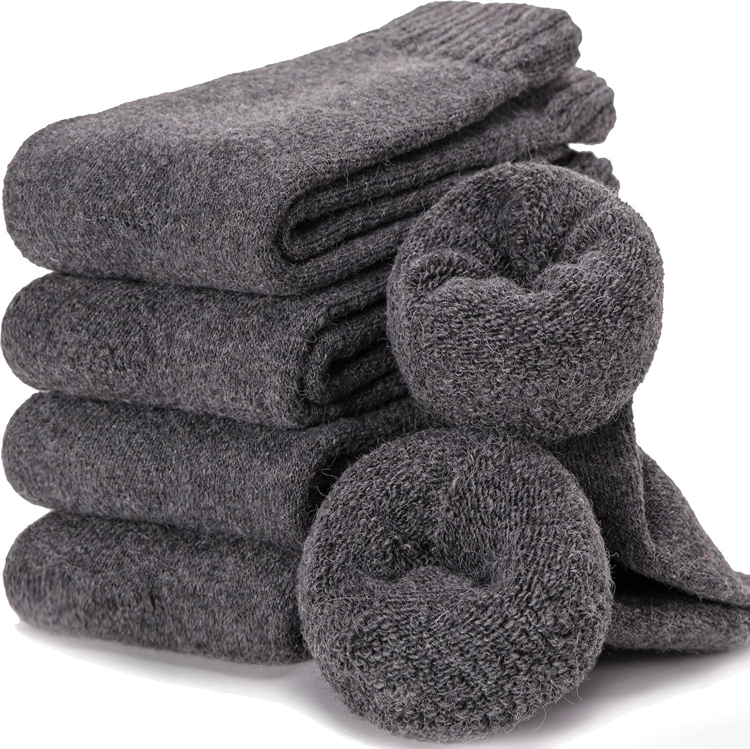 EBMORE Men Merino Wool Socks Super Thick Thermal Hiking Winter Warm Boot Heavy S...