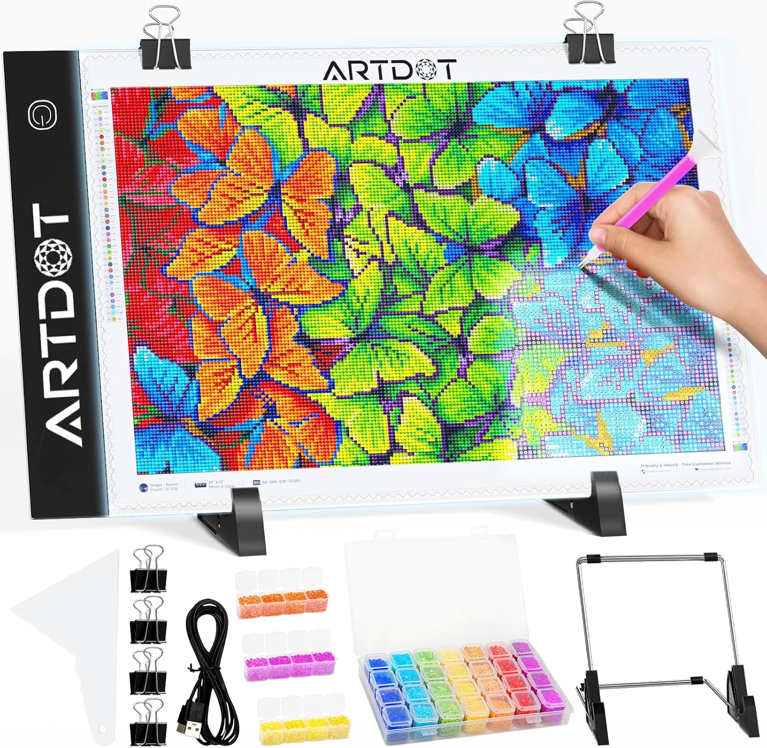 ARTDOT A4 LED Light Pad for Diamond Painting Kits for Adults, USB Powered Adjust...