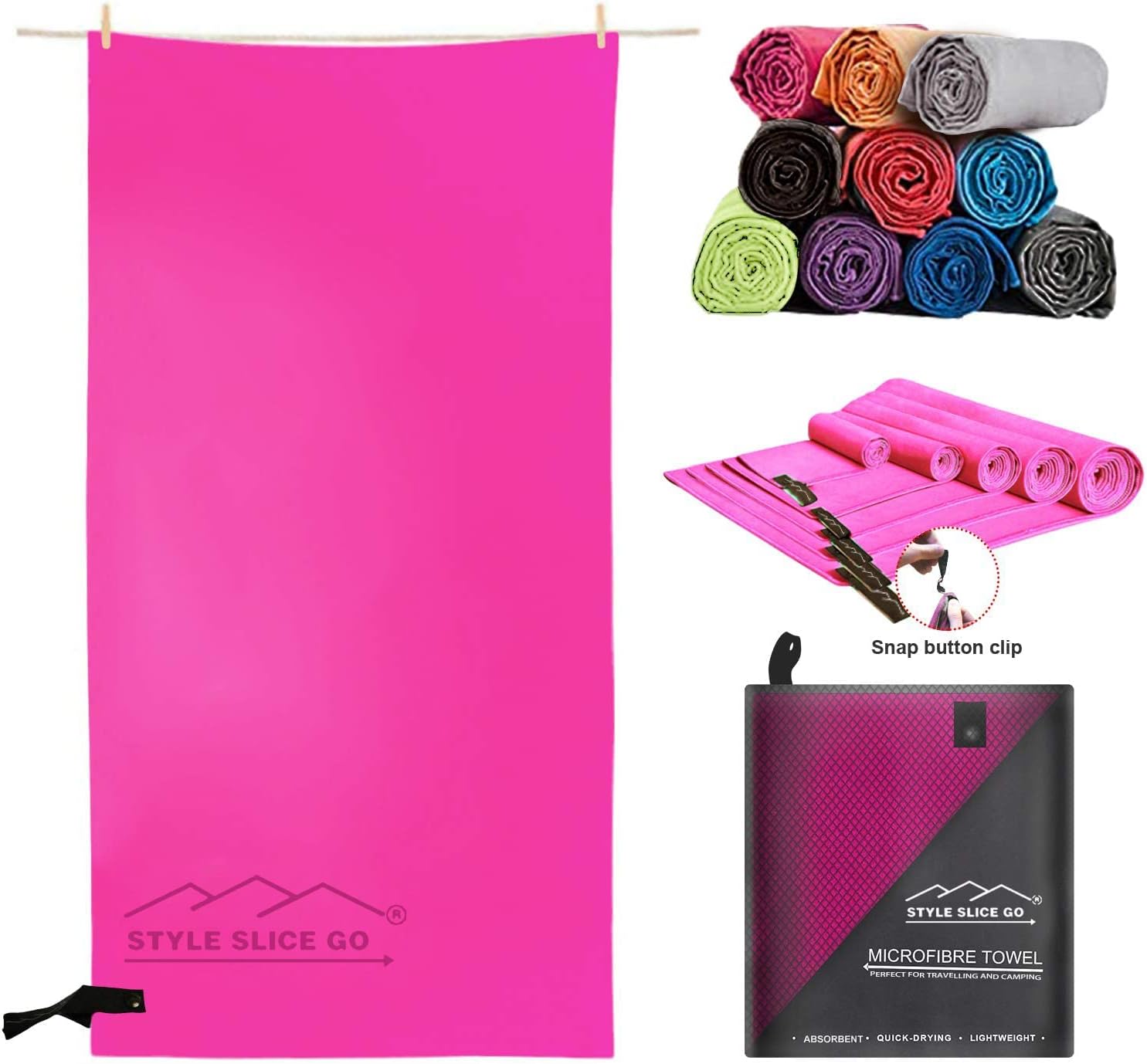 Style Slice Microfibre Towel - Quick dry Lightweight Absorbent Travel Towel for...
