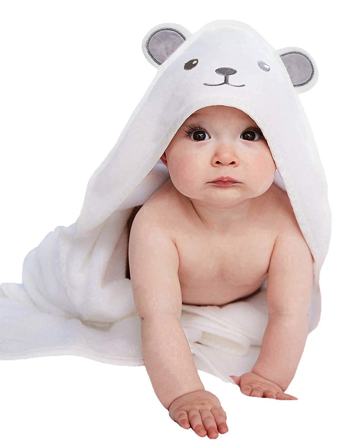 HIPHOP PANDA Hooded Towel - Rayon Made from Bamboo, Bath Towel with Bear Ears fo...