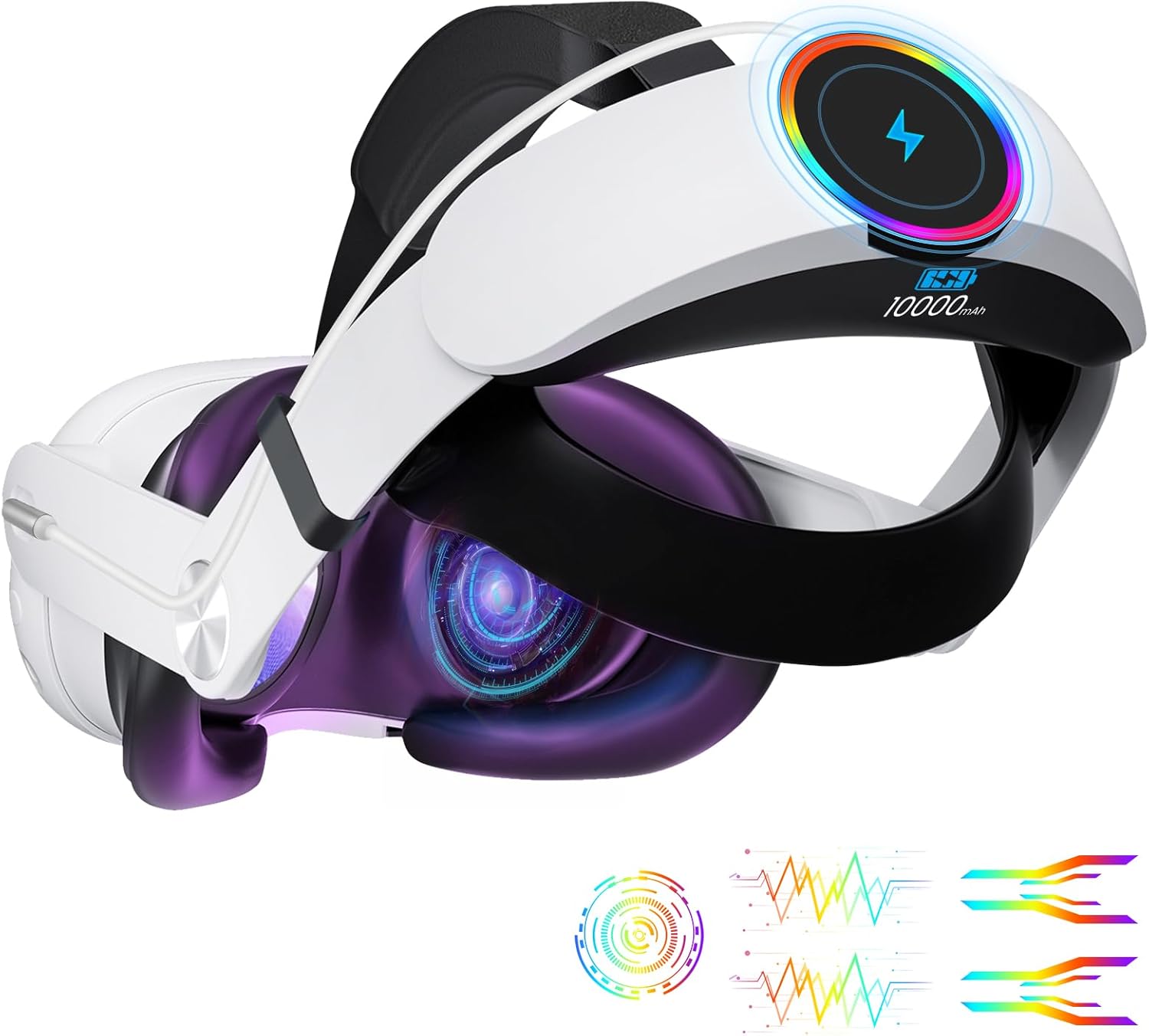 GEEKERA Headstrap for Meta Quest 3/Quest 3S, Head Strap with 10000mAh Battery VR...