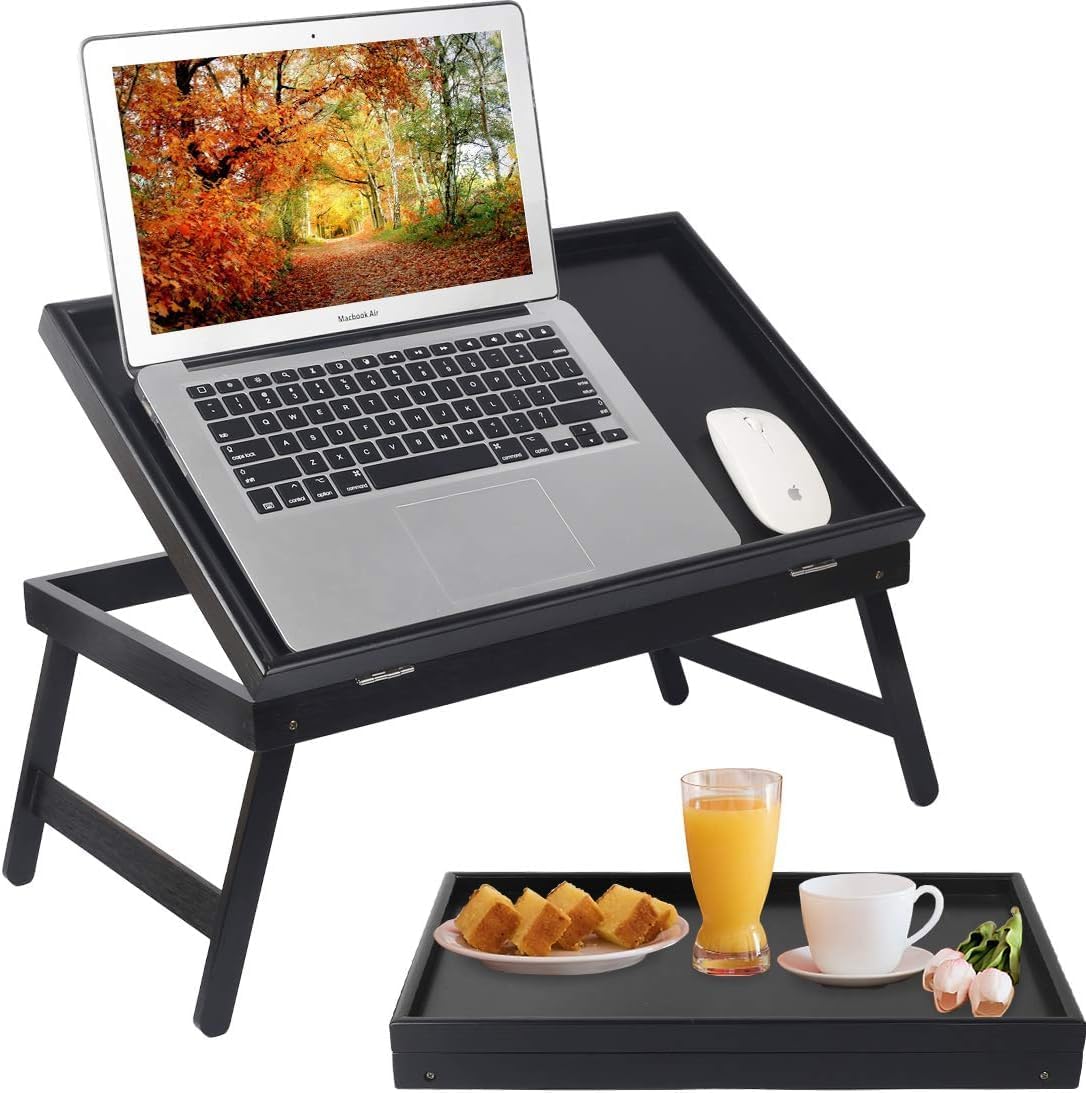 Artmeer Bed Tray Table Breakfast Food Tray with Fo...
