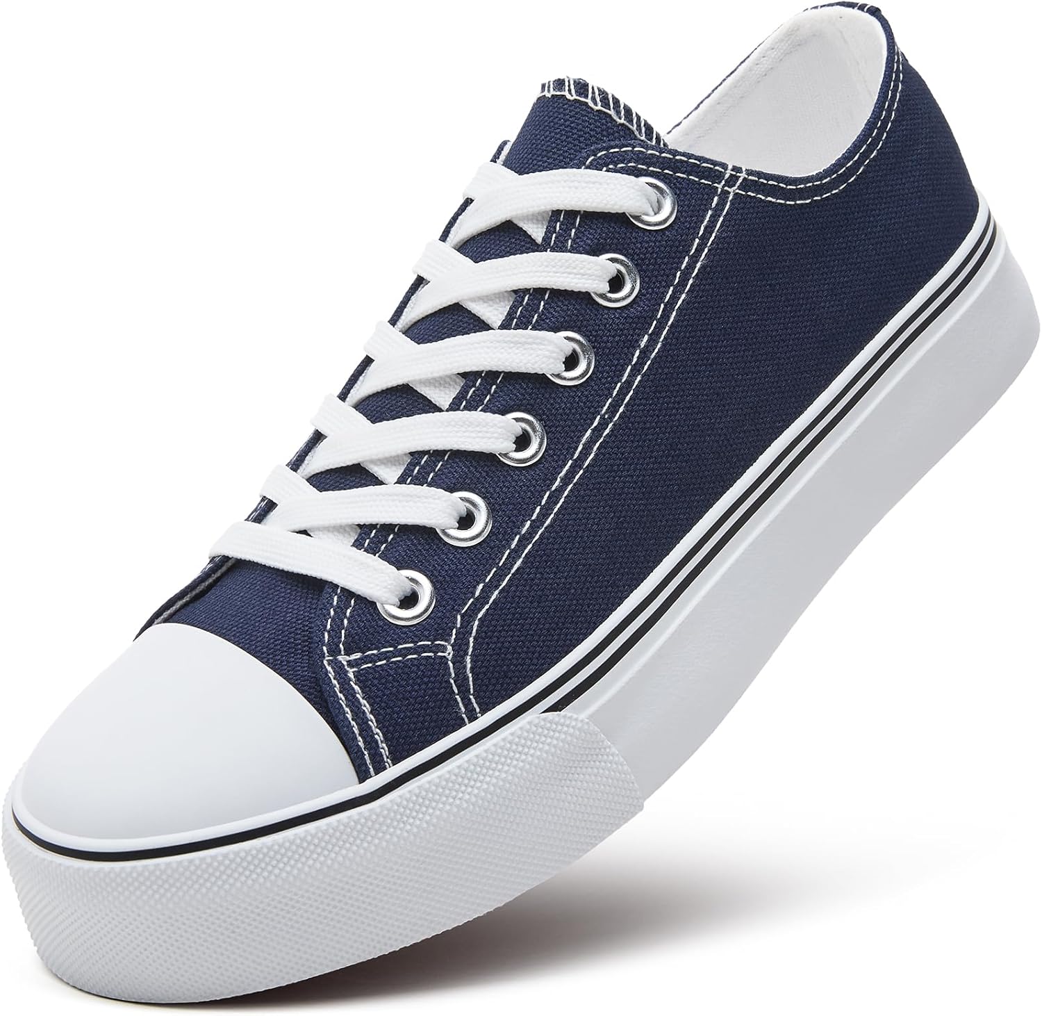 ZGR Womens Low Top Canvas Shoes,Lace up Canvas Sneakers,Casual White Tennis Walk...