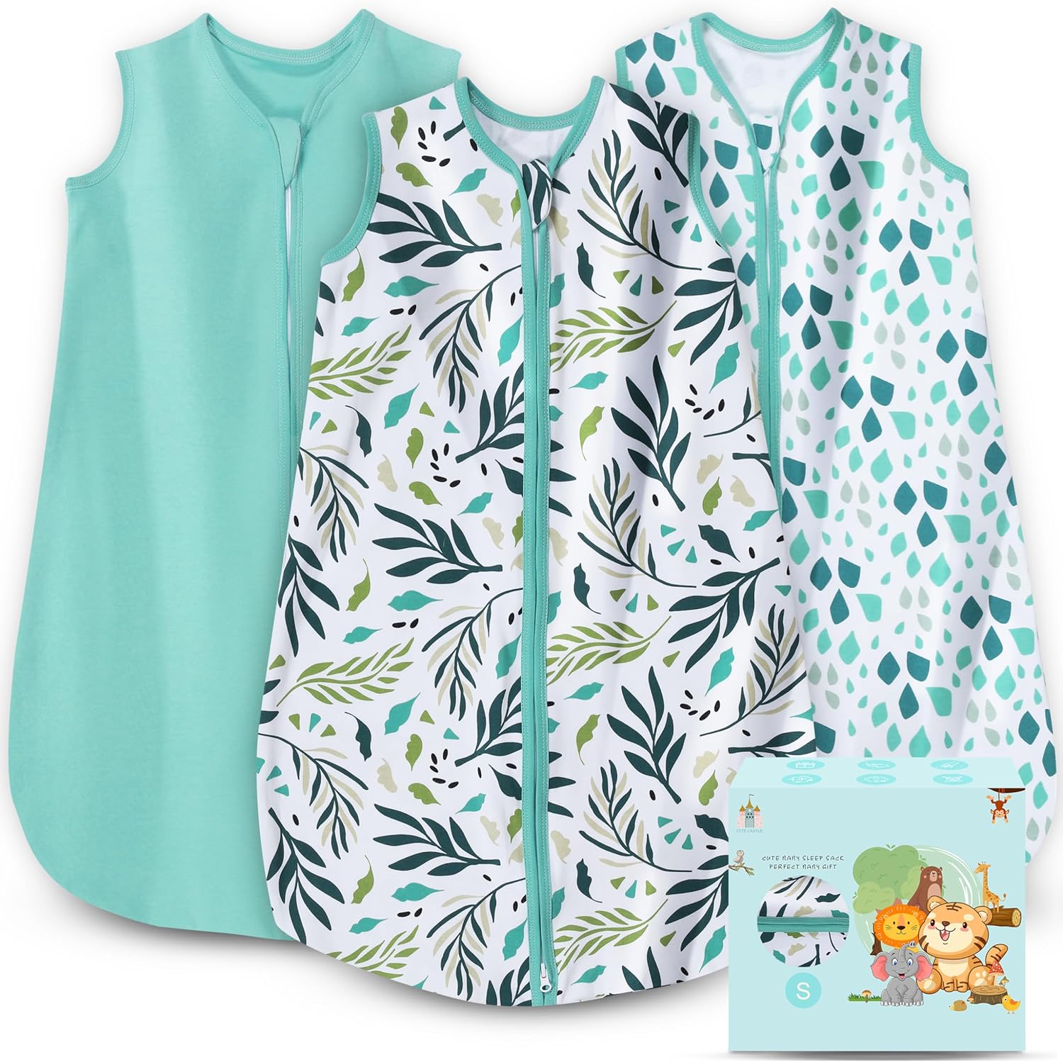 Cute Castle Baby Sleep Sack 0-6 Months - Lightweight 100% Cotton 2-Way Zipper TO...
