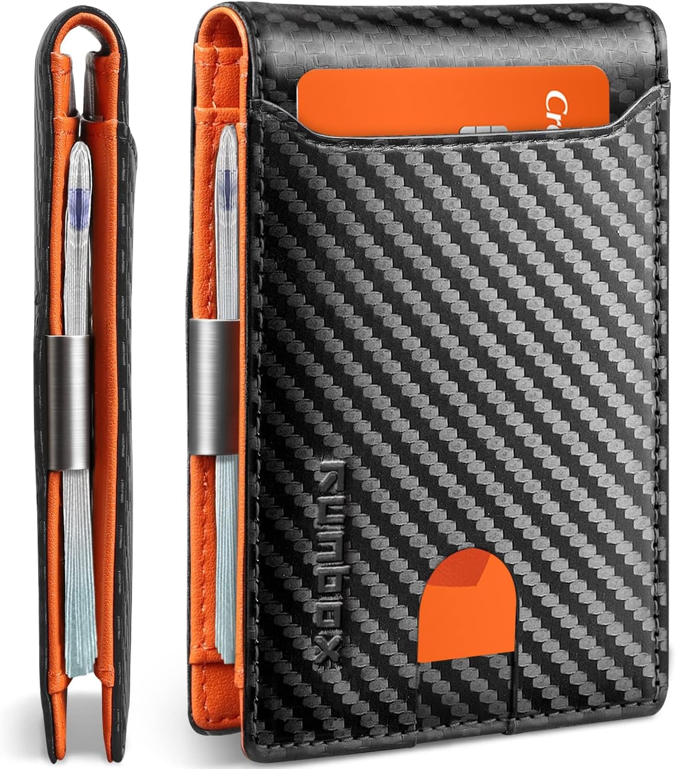 RUNBOX Slim Wallets for Men - Leather Money Clip M...