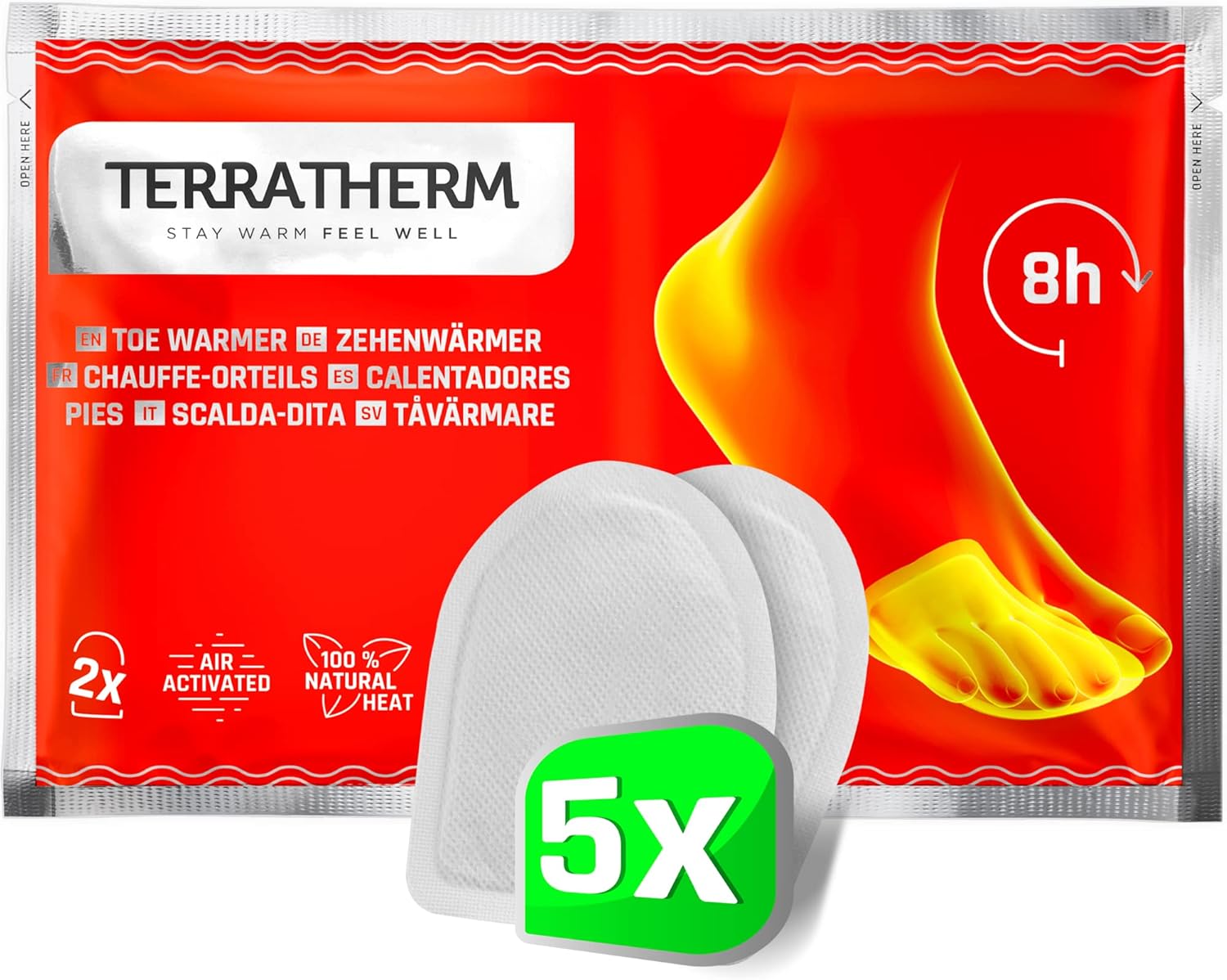 Toe Warmers adhesive - 5, 10 or 30 Pairs - Foot Warmers for 8 hours of warm feet...