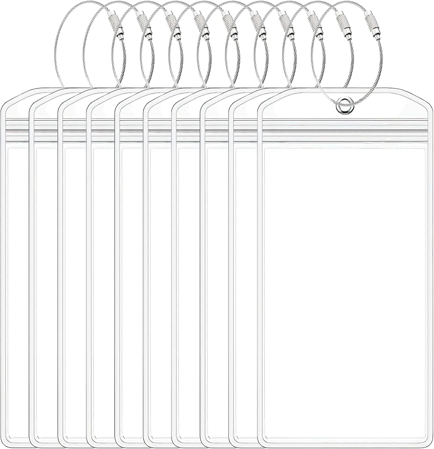 10 Pcs Cruise Luggage Tag Holders with Zip Seal & Steel Loops, Cruise Essentials...