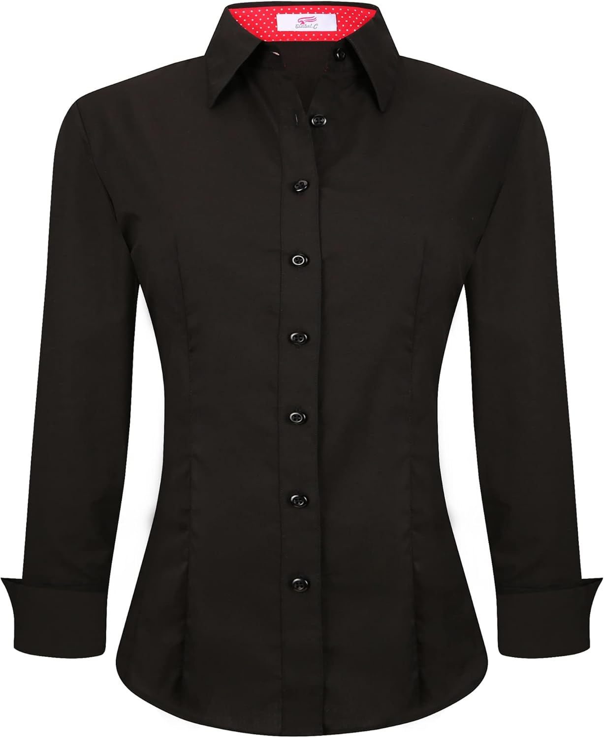 Esabel.C Womens Button Down Shirts Long Sleeve Regular Fit Stretch Work Blouse L...