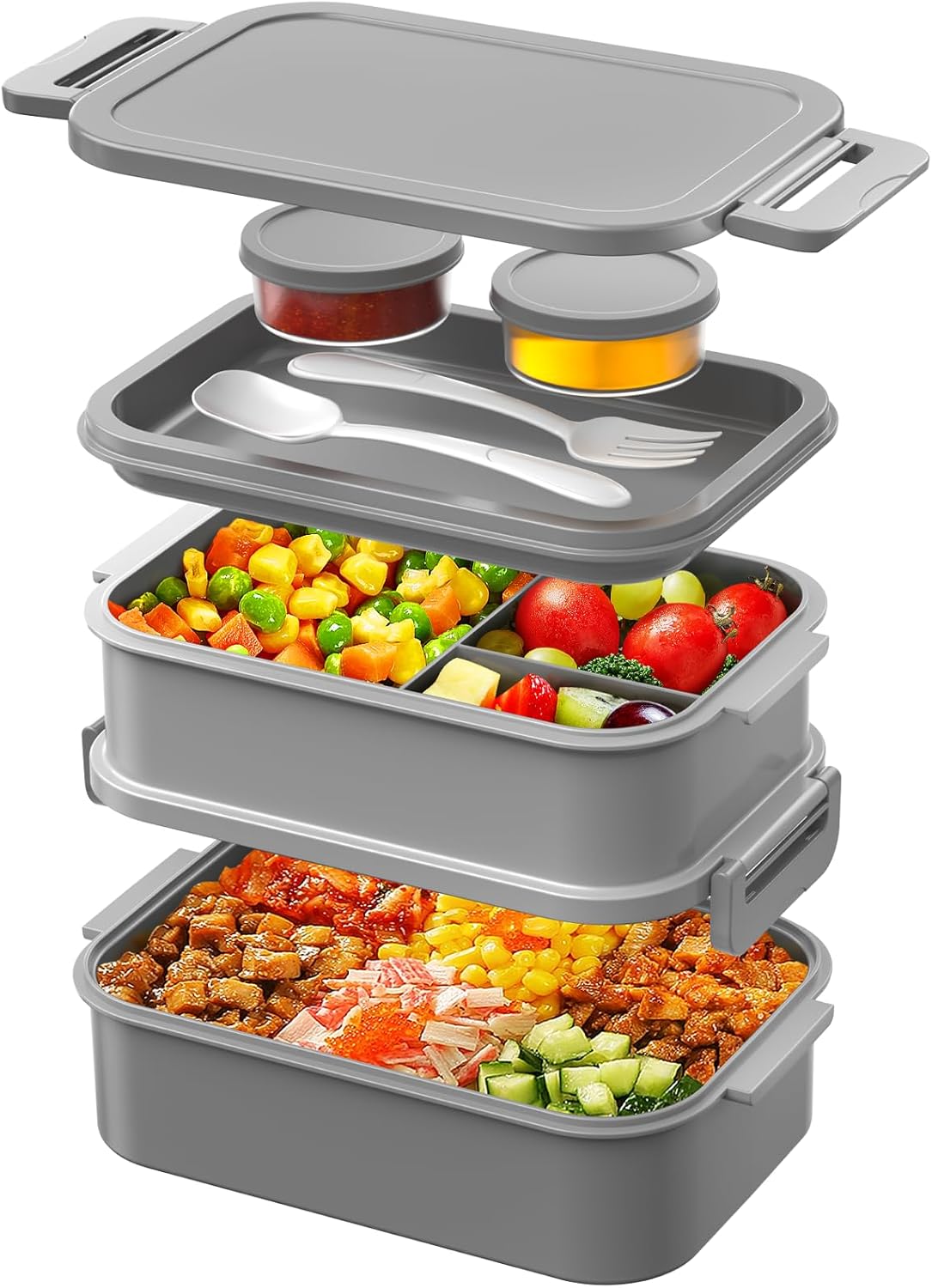 WayEee Lunch Box Adults,2130ml Large Capacity Bento Lunch Box with Compartments,...