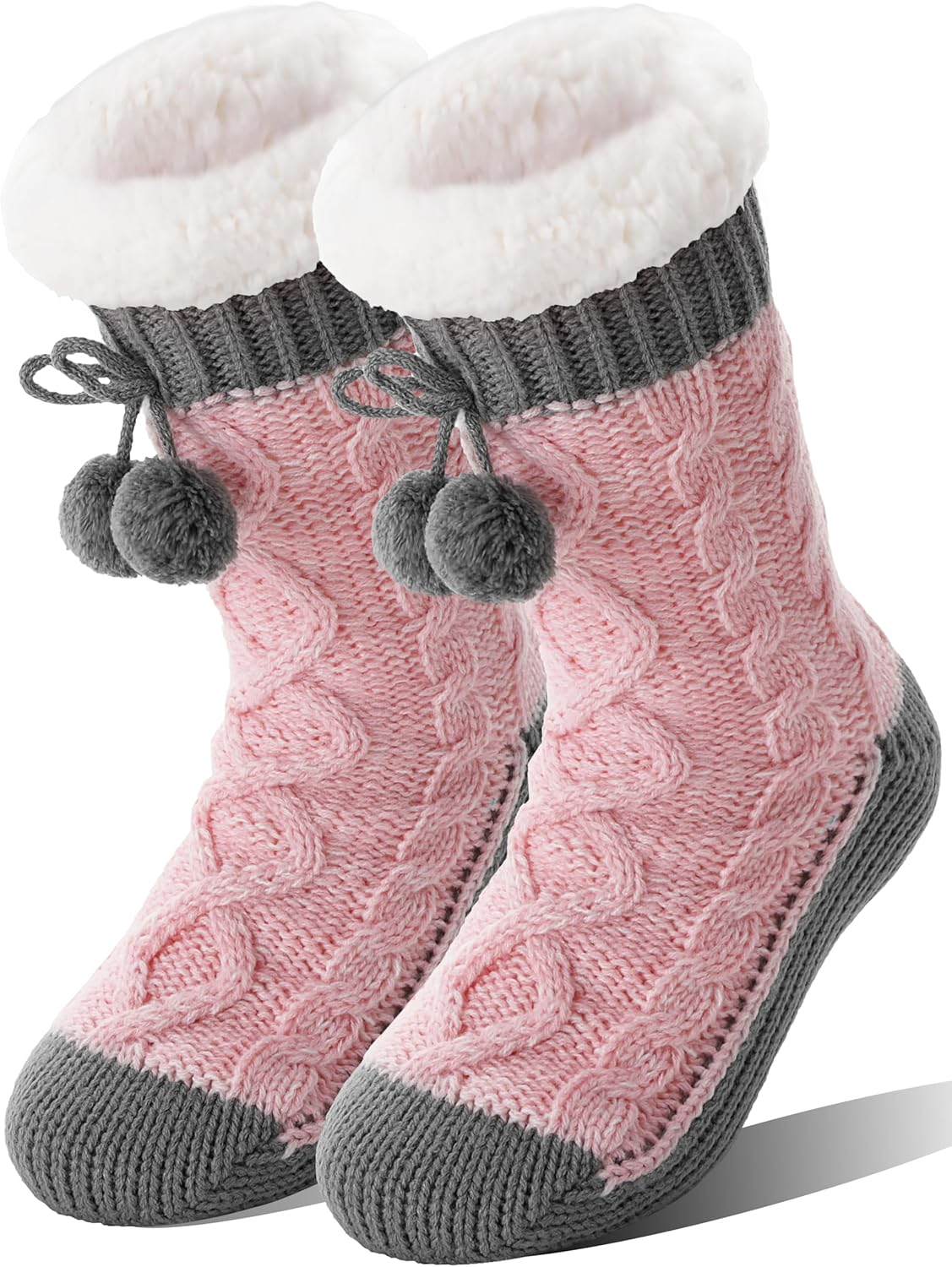 Womens Slipper Fuzzy Grips Socks Fluffy Winter Warm Thick Thermal Cozy Plush Non...