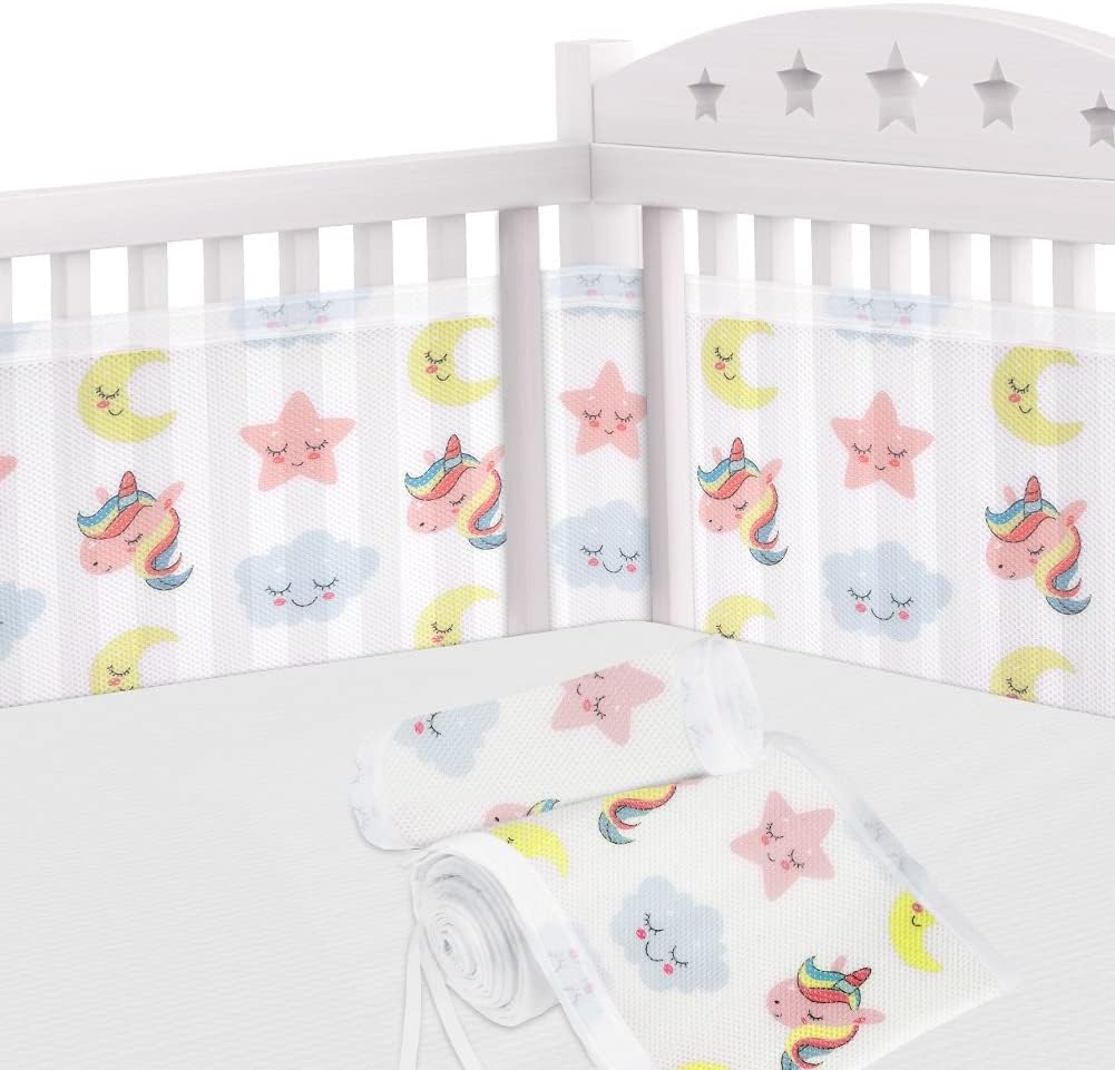 Aolso Cot Bumper, 2Pcs Breathable Mesh Cot Liner, Crib Rail Cover Baby Crib Bump...