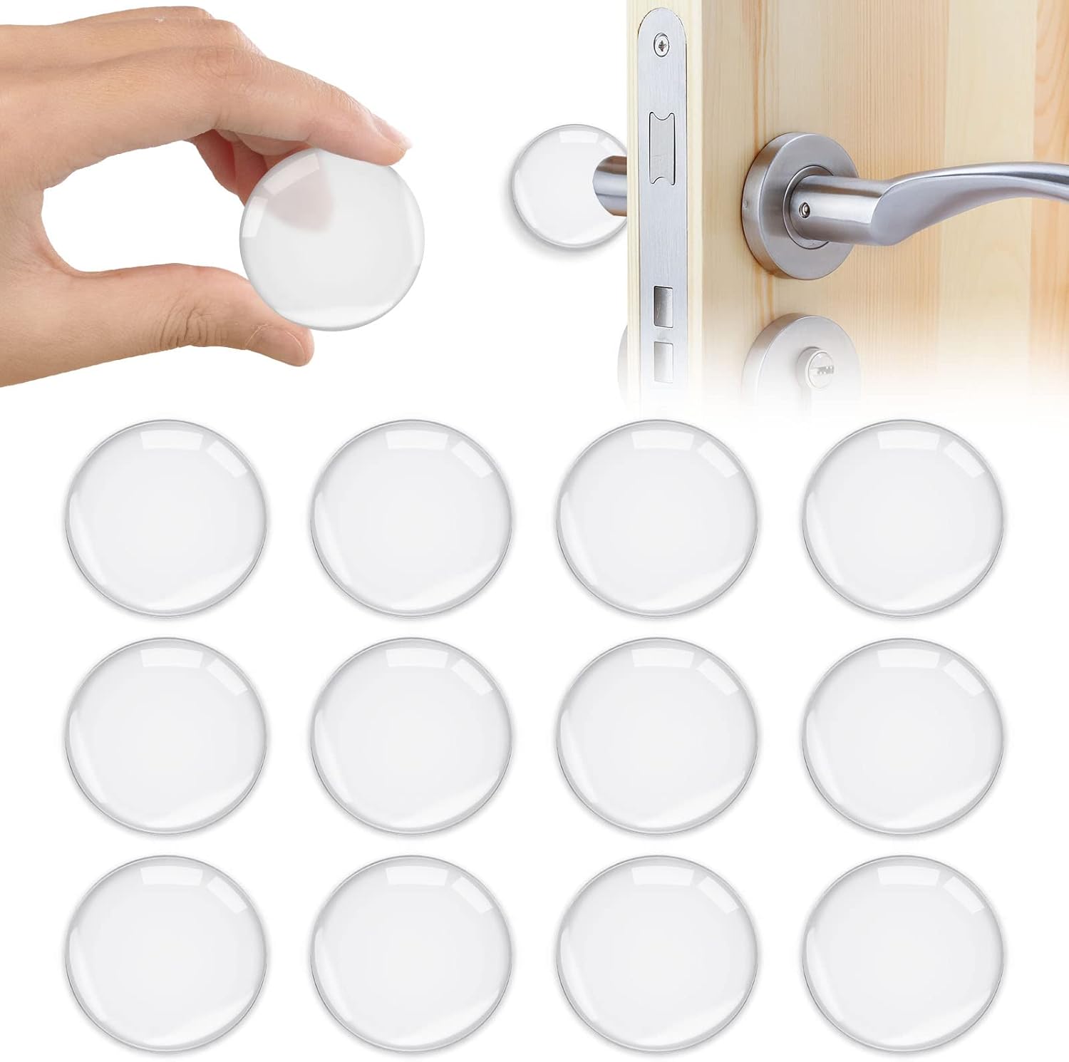 Vicloon Door Stopper, 12Pcs Wall Door Handle Stopper, Silicone Transparent Round...